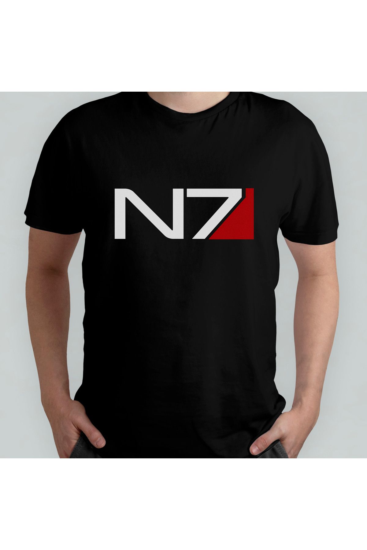 Pixxa Mass Effect N7 Unisex %100 Pamuklu Bisiklet Yaka T-Shirt