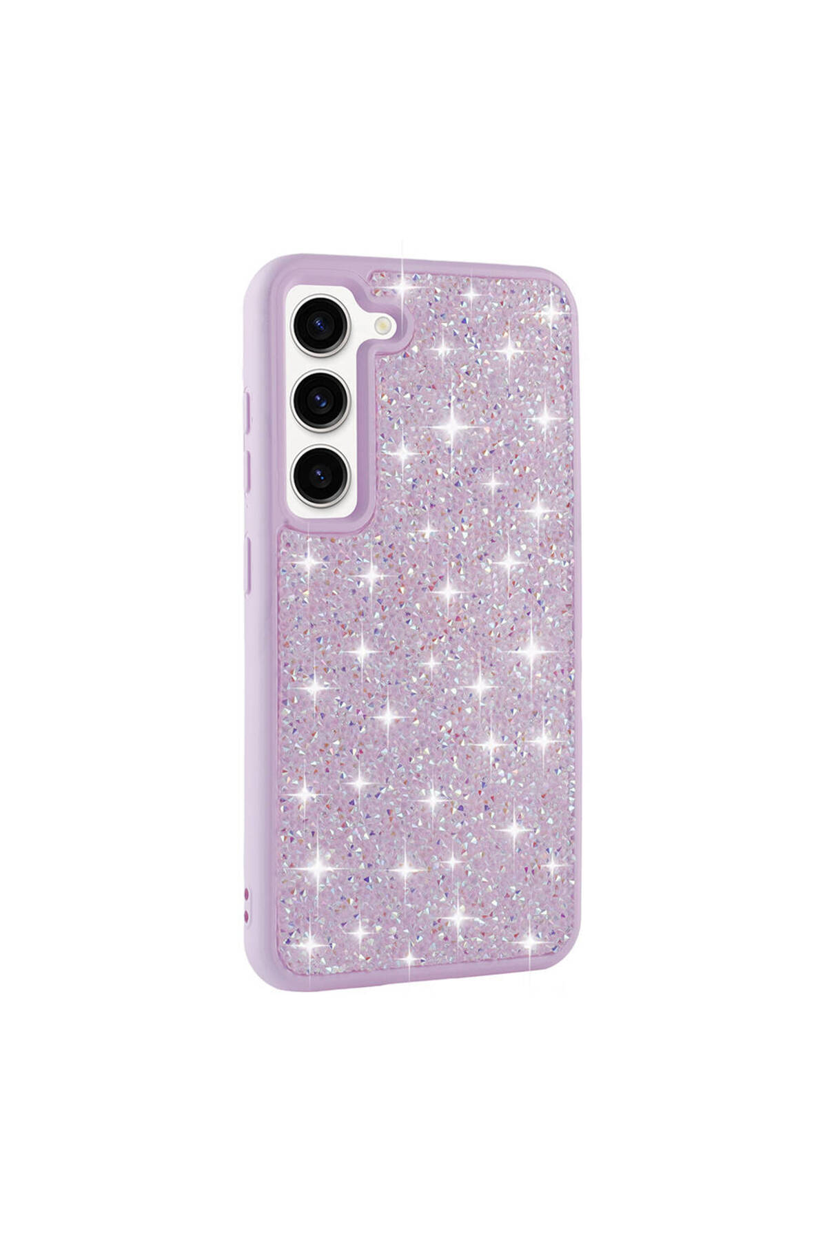 Galaxy S23 Uyumlu Parlak Taşlı Tasarım Pırlanta TKNV Kılıf-Lila