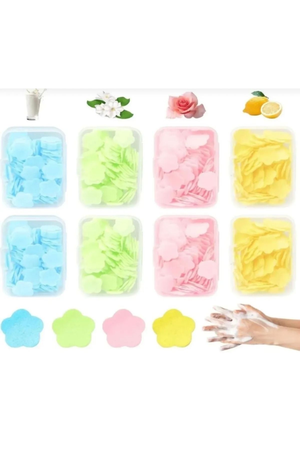Mell and More Mini Pratik Taşınabilir Çeşitli Kokulu Sihirli Sabun 100 adet