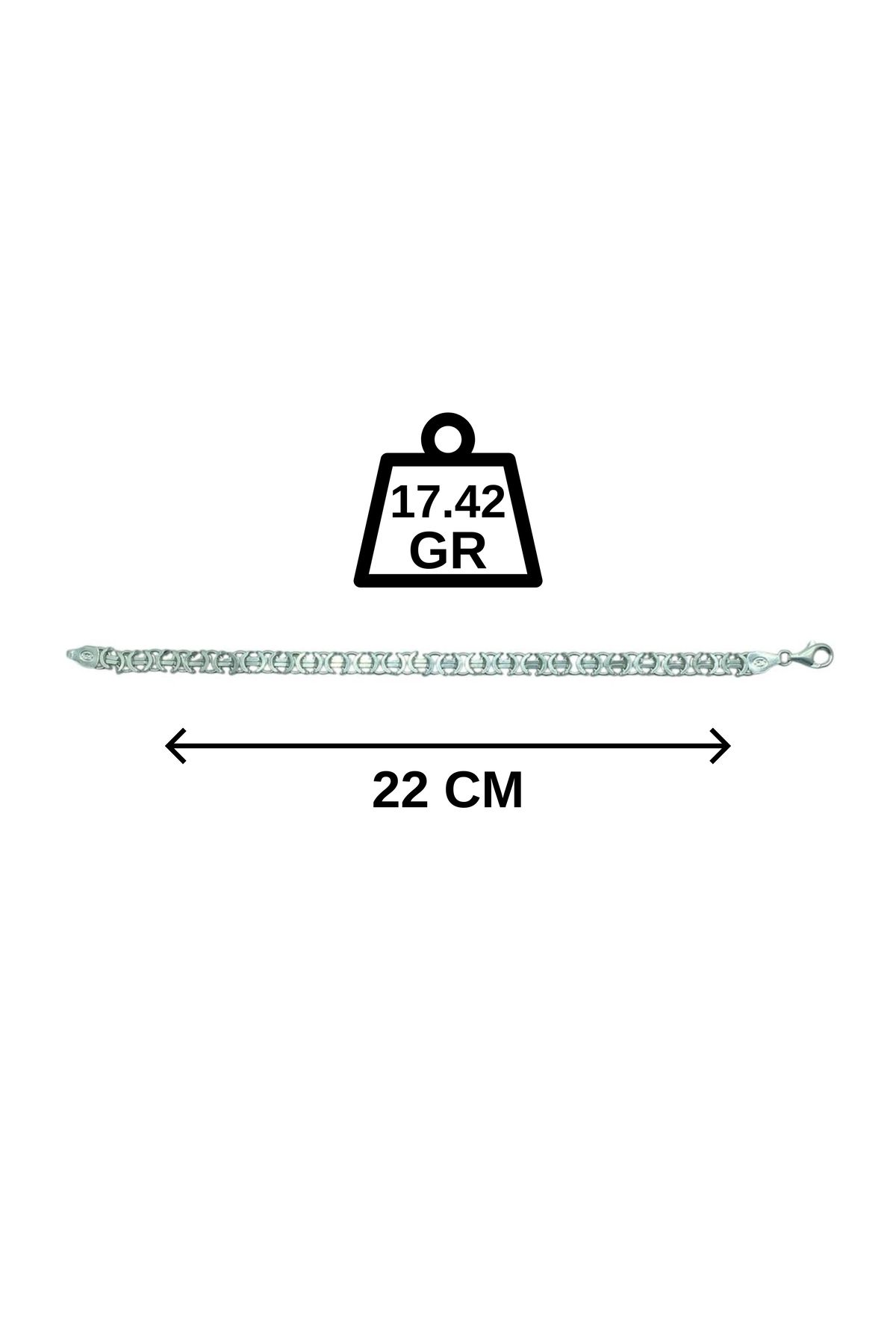 CERCİBAZAAR Erkek Gümüş Zincir Bileklik – 925 Ayar - 17.42 GR