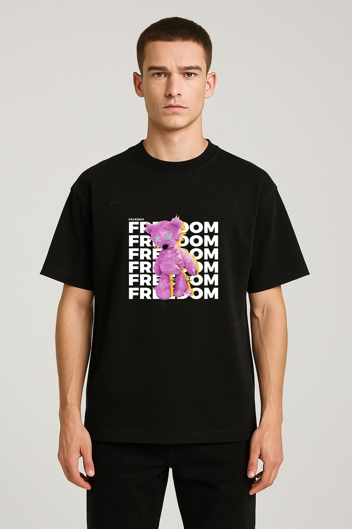 MODA Unisex Oversize Kalıp Freedom Baskılı T-Shirt