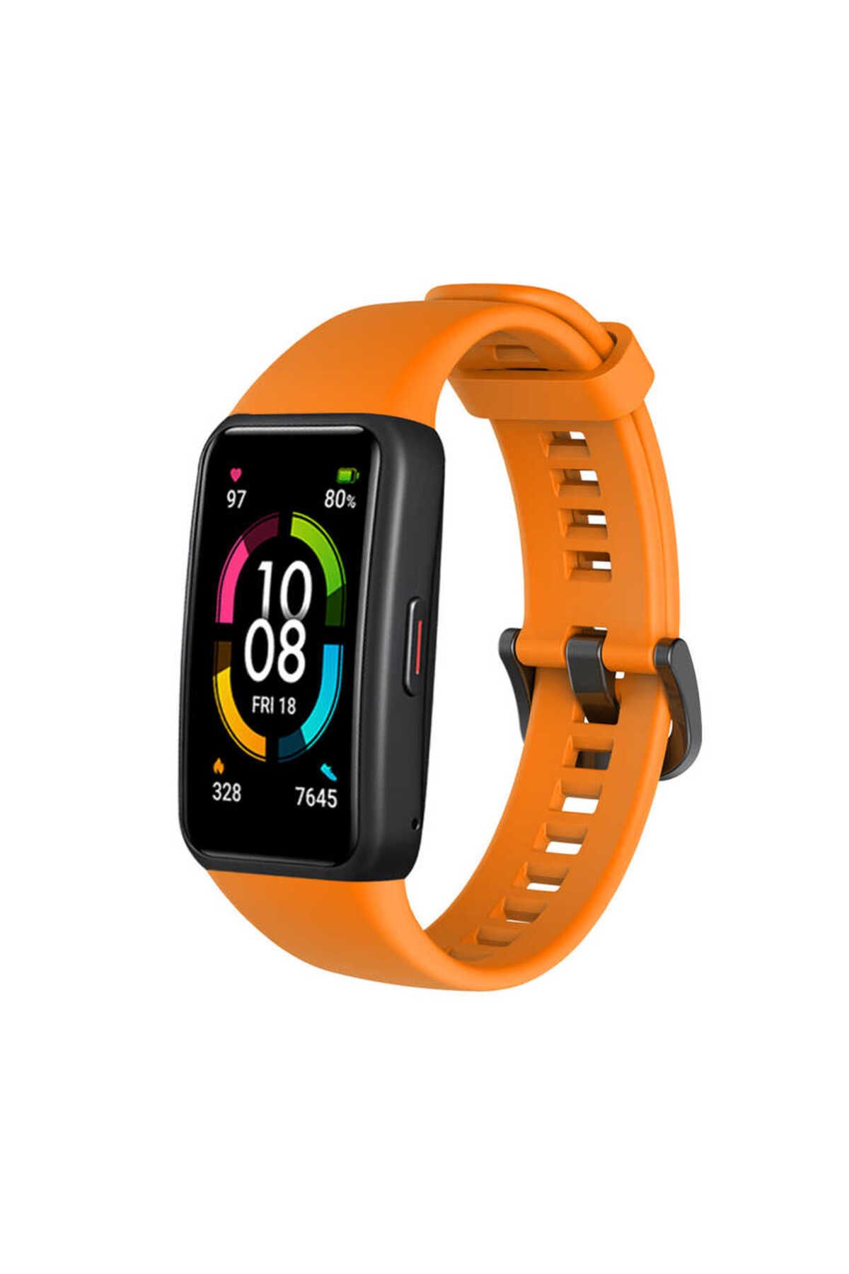 Teknova Huawei Band 6 Uyumlu KRD-47 Uyumlu TKNV Kordon-Turuncu