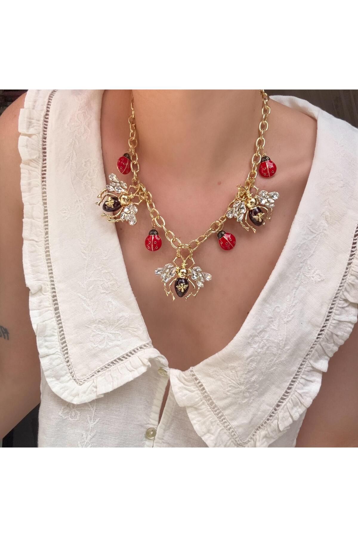 Alice İsstanbul Arı&Uğur Böceği Charm Kolye