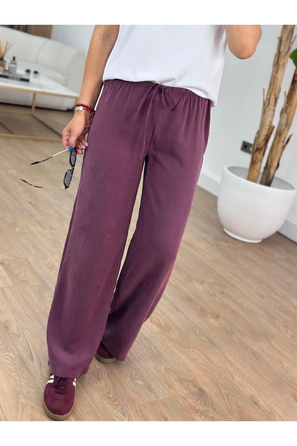 2she Marka Beli Lastikli Pantolon - Bordo