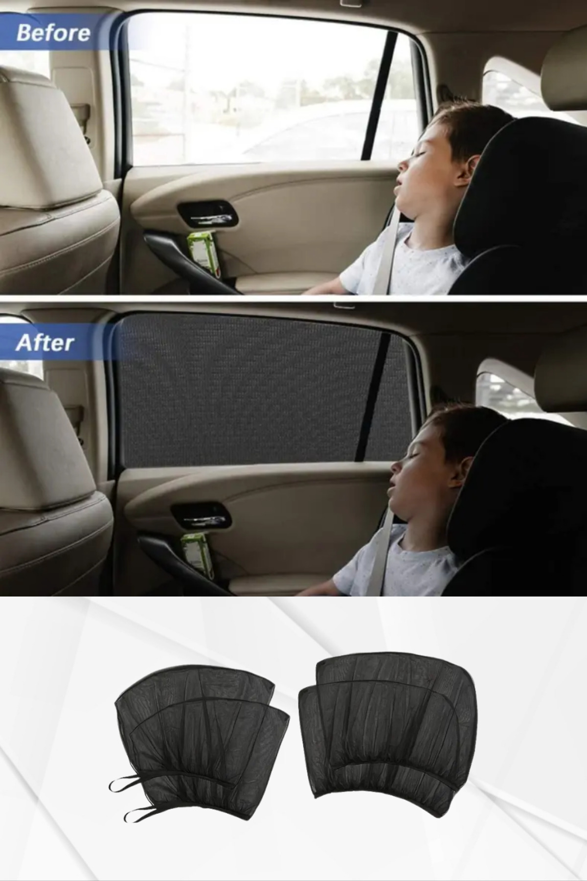 figiza Araba Ön-Arka Yan Cam Güneşlik UV Önleyici Araç Bebek Emzirme Perdesi Araç Sineklik Perde 4 Parça fotoğrafı 3 (önizleme)