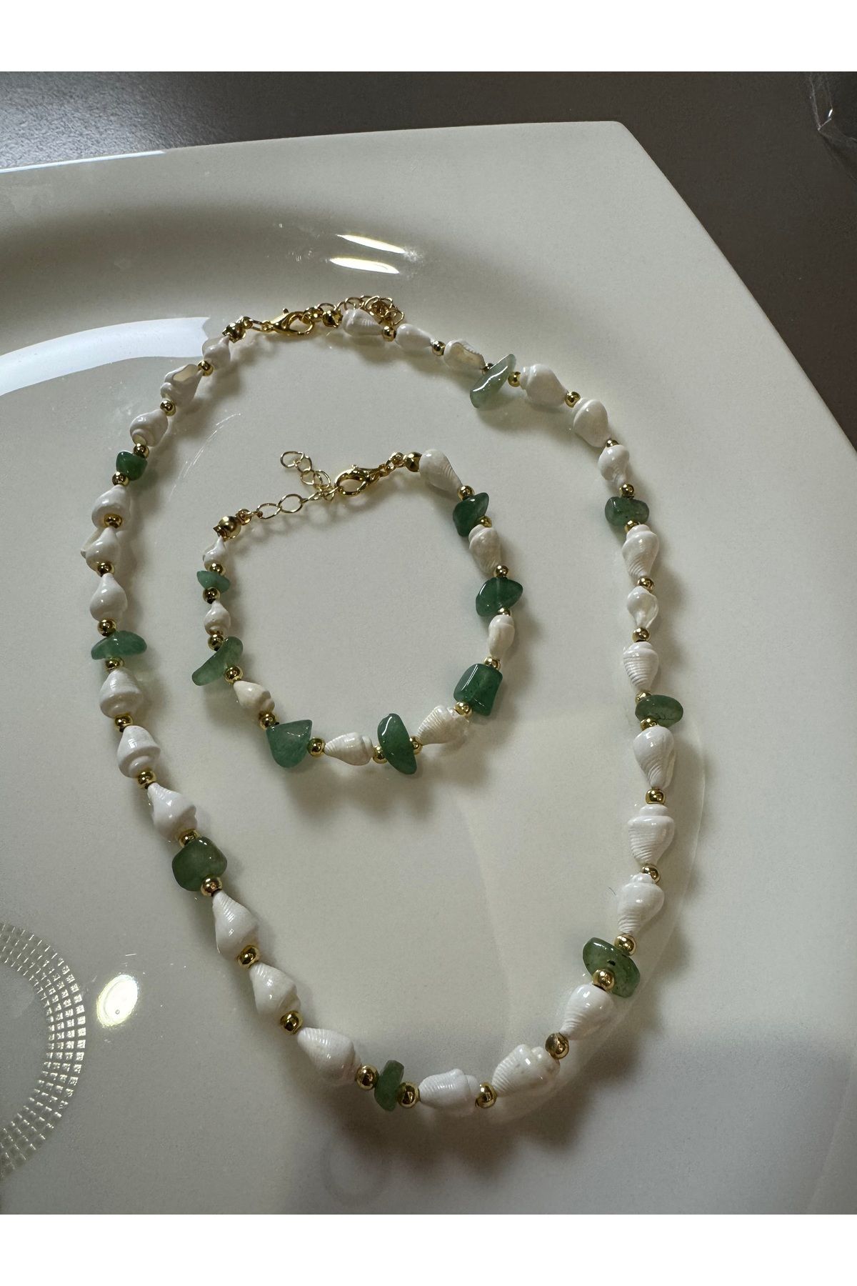 MODA Kadın Deniz Kabuğu Kolye Bileklik Seti