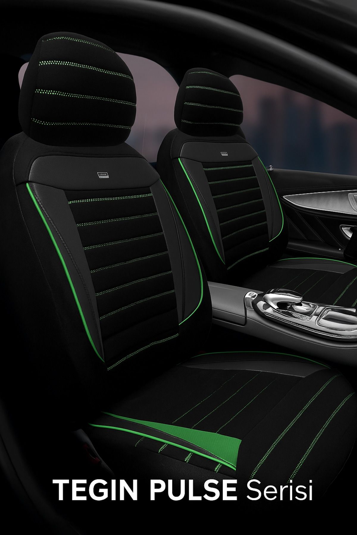 TROBUS Volvo Xc-60 Suv Suv 2013-2016 Uyumlu Tegin Pulse Serisi Raşel Siyah Yeşil Koltuk Kılıfı