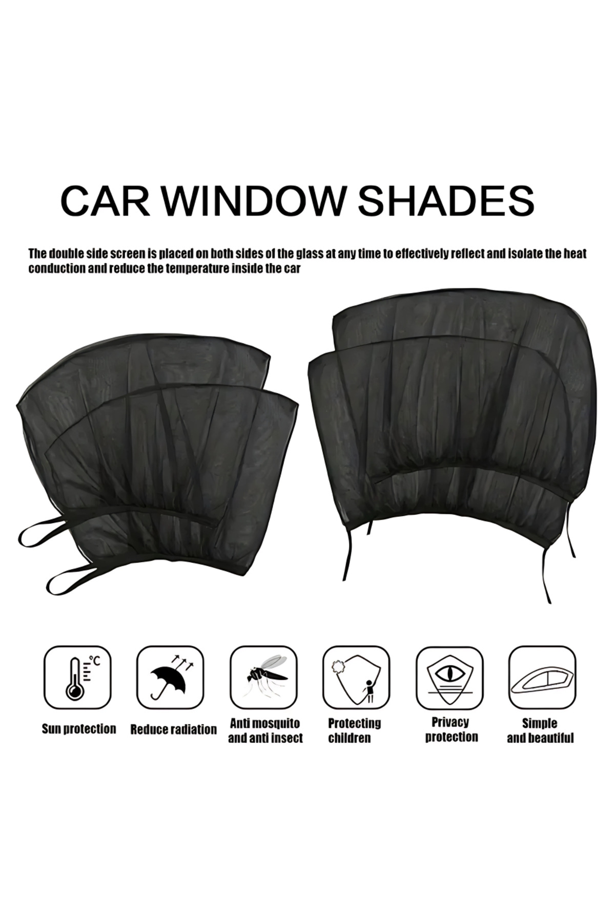 figiza Araba Ön-Arka Yan Cam Güneşlik UV Önleyici Araç Bebek Emzirme Perdesi Araç Sineklik Perde 4 Parça fotoğrafı 4 (önizleme)