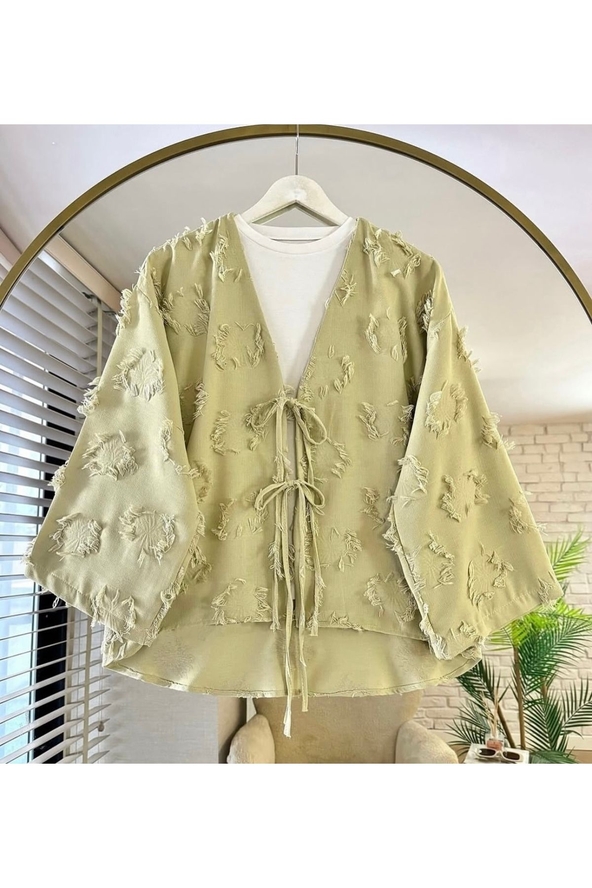 AÈC PRIVÈ Kadın Yeni Sezon Bağlamalı Yazlık Müslin Kimono Gömlek 7777