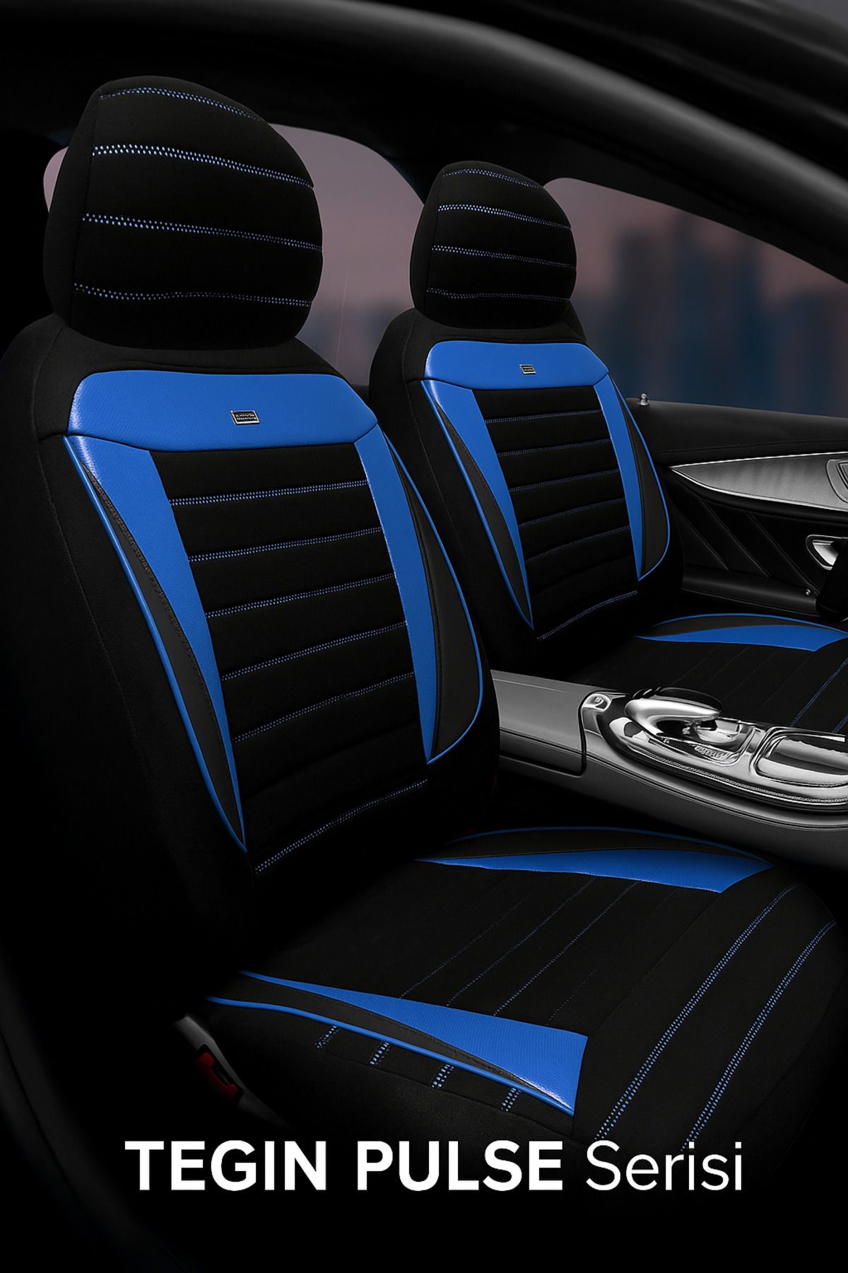 TROBUS Audi A6 Sedan 2011-2018 Uyumlu Tegin Pulse Serisi Raşel Siyah Mavi Koltuk Kılıfı