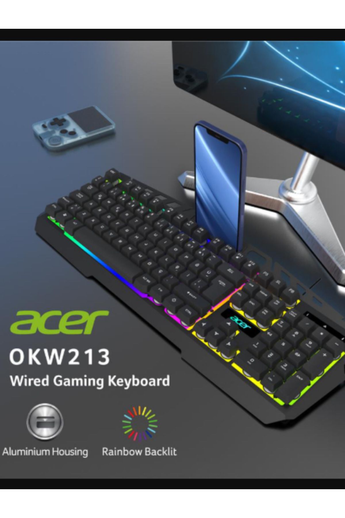 SEDAŞ LIVING UNITS Siyah Rgb Rainbow Backlit Gaming Keyboard Rainbow Kablolu Klavye Kablo Uzunluğu 1,5 Metre
