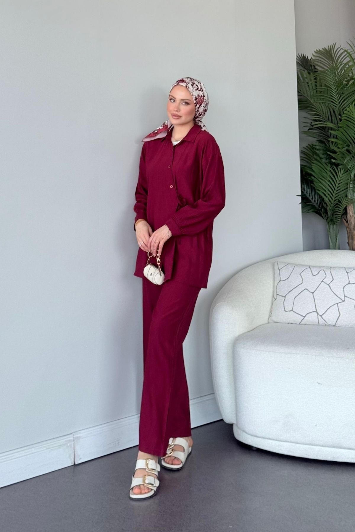 HAZA MODA Mizu Takım Bordo
