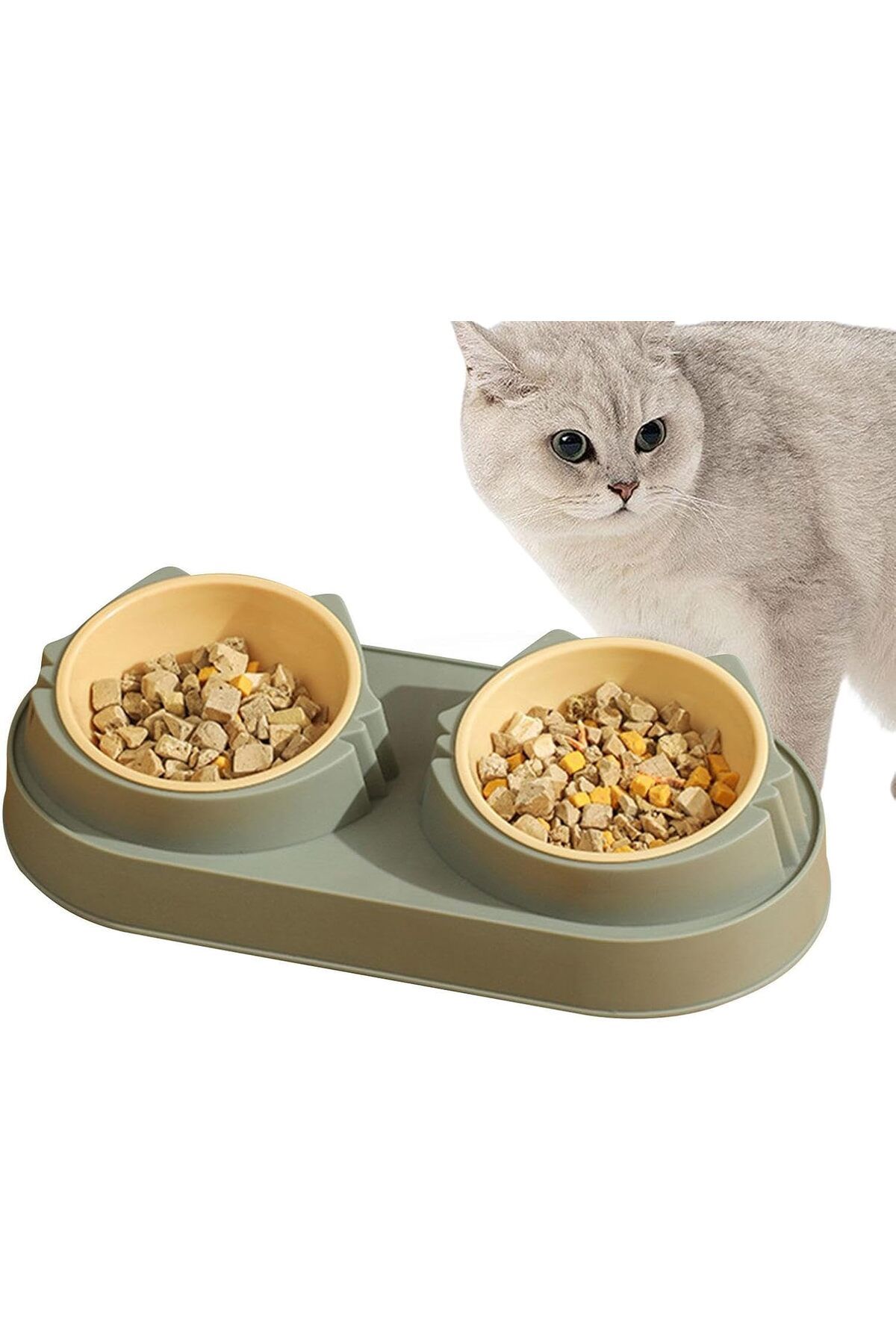 Mıncır Shop Çift Bölmeli Kedi Köpek Mama Ve Su Kapı ( Çıkarılabilir Kase )