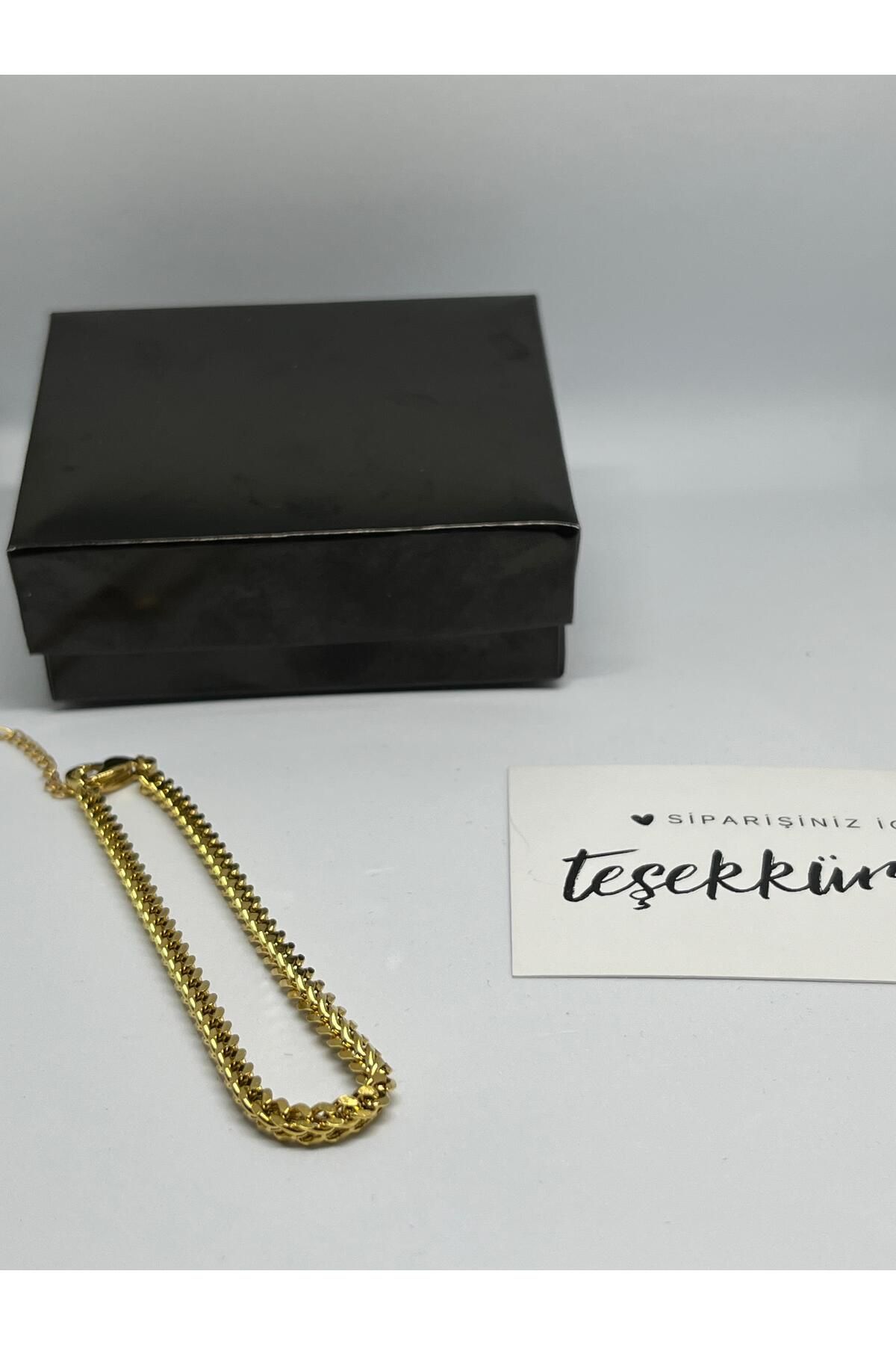 NMW Çelik Kare Örgü Zincir Bileklik Gold