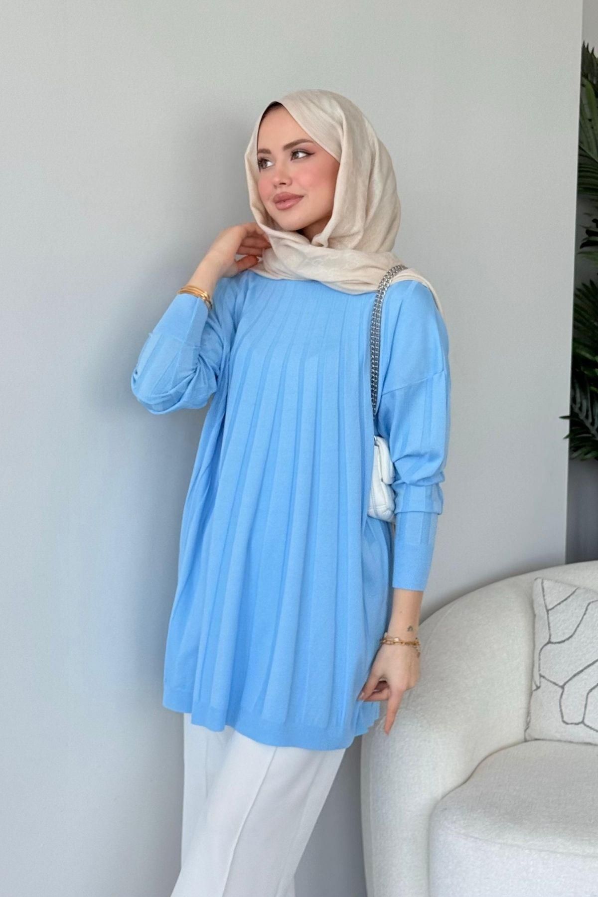 HAZA MODA Gökkuşağı Merserize Tunik Bebe Mavi