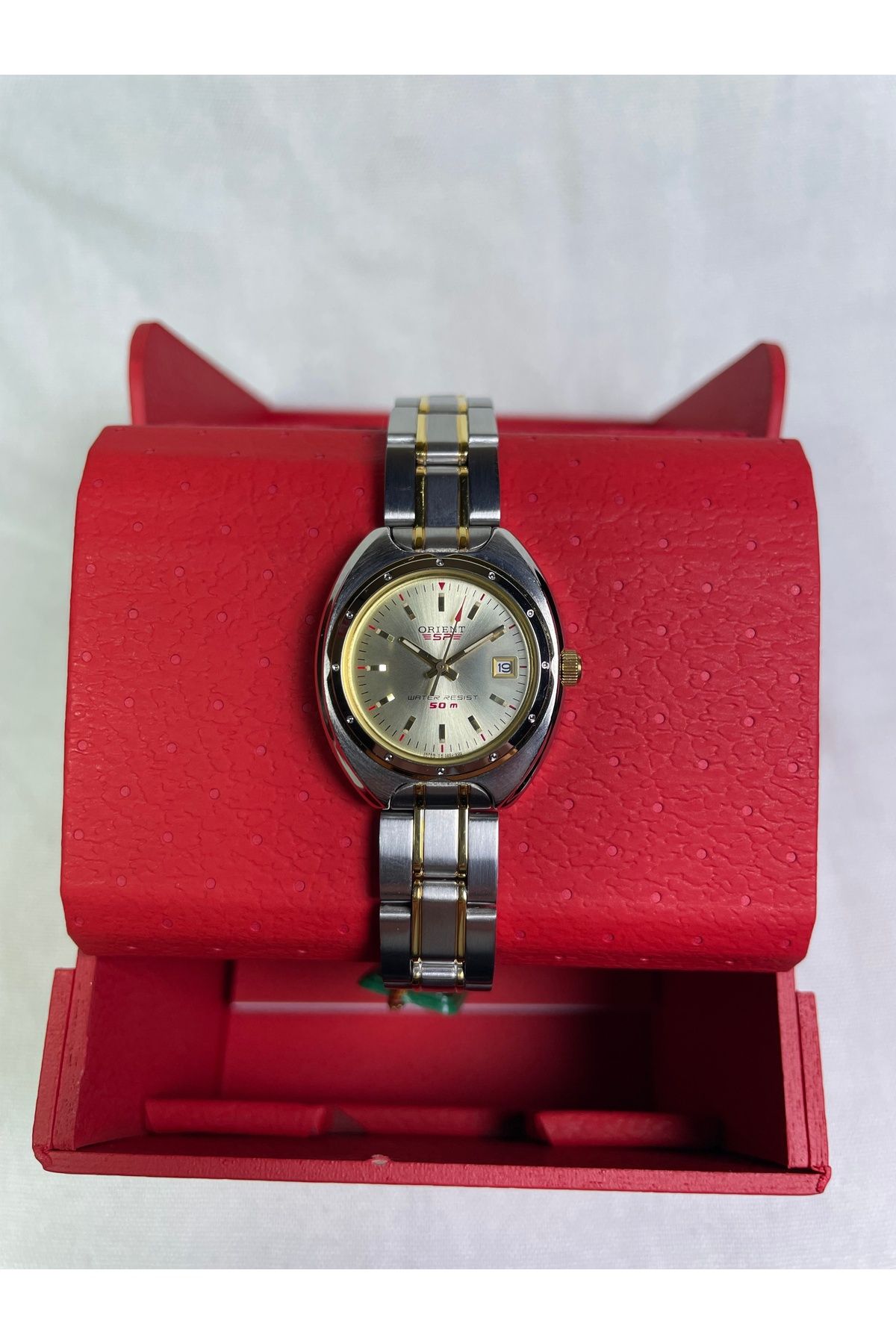 Orient BS902025101C Retro Model Yumurta Kasa Lüks Şık Günlük Takvimli Sarı Kadranlı Kadın Kol Saati