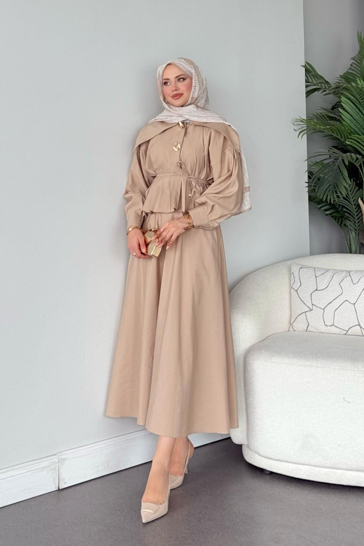 HAZA MODA Roma Etekli Takım Bej