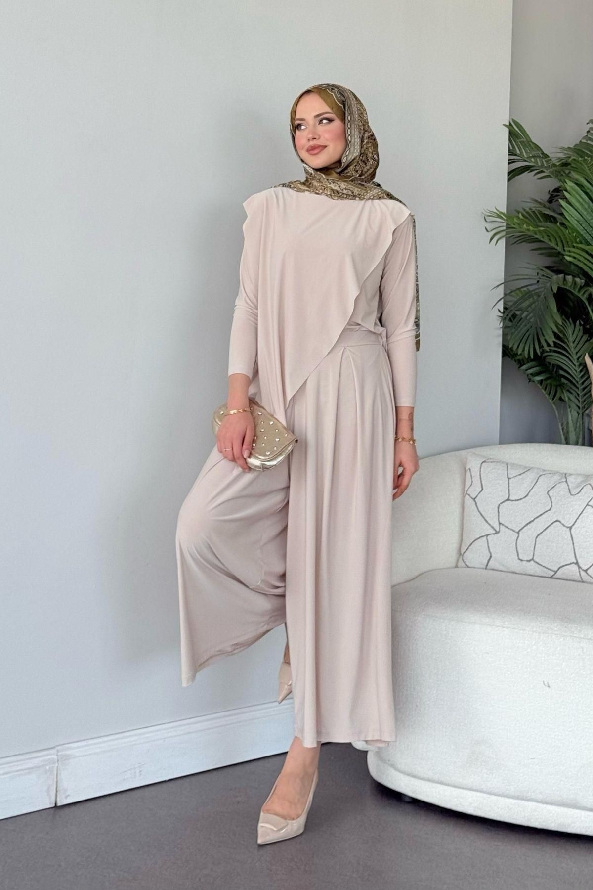 HAZA MODA Katar Sandy Takım Bej