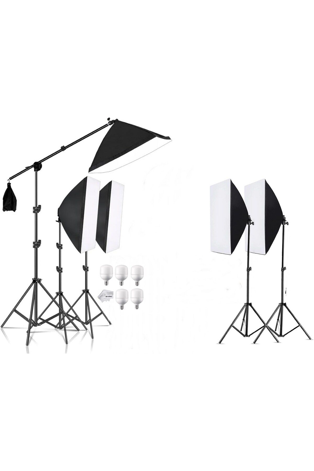 AZT Ürün Reklam Moda Stüdyo Canlı Yayın 5 Li 50x70cm Softbox 5x45w Ampüllü Led Sürekli Işık Seti