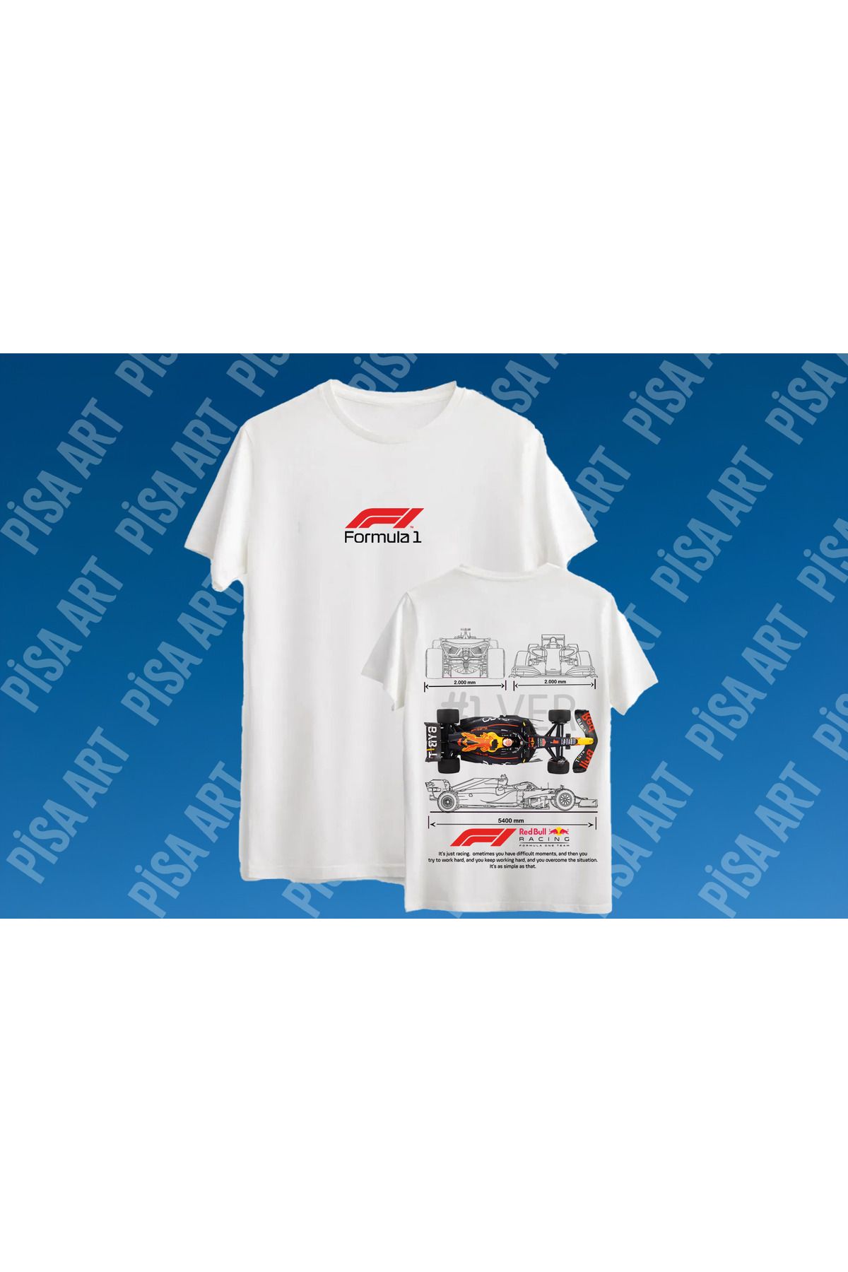 Pisa Art FORMULA ONE X MAX VER 1 ÖN ARKA ÖZEL TASARIM UNISEX T-SHIRT