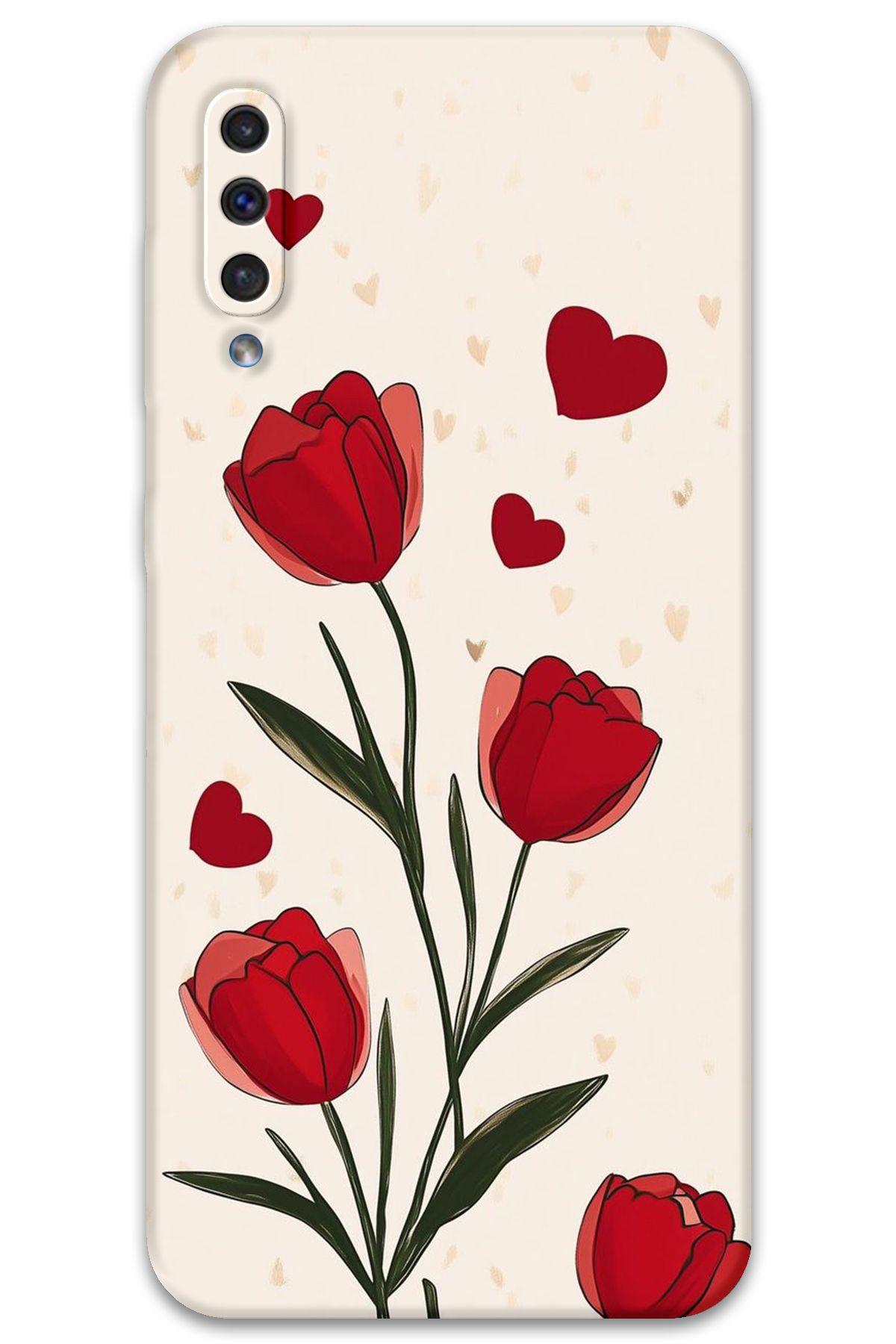 Gramaphone Galaxy A70 Uyumlu Çiçek Desenli Telefon Kılıfı + Ekran Koruyucu - 5789