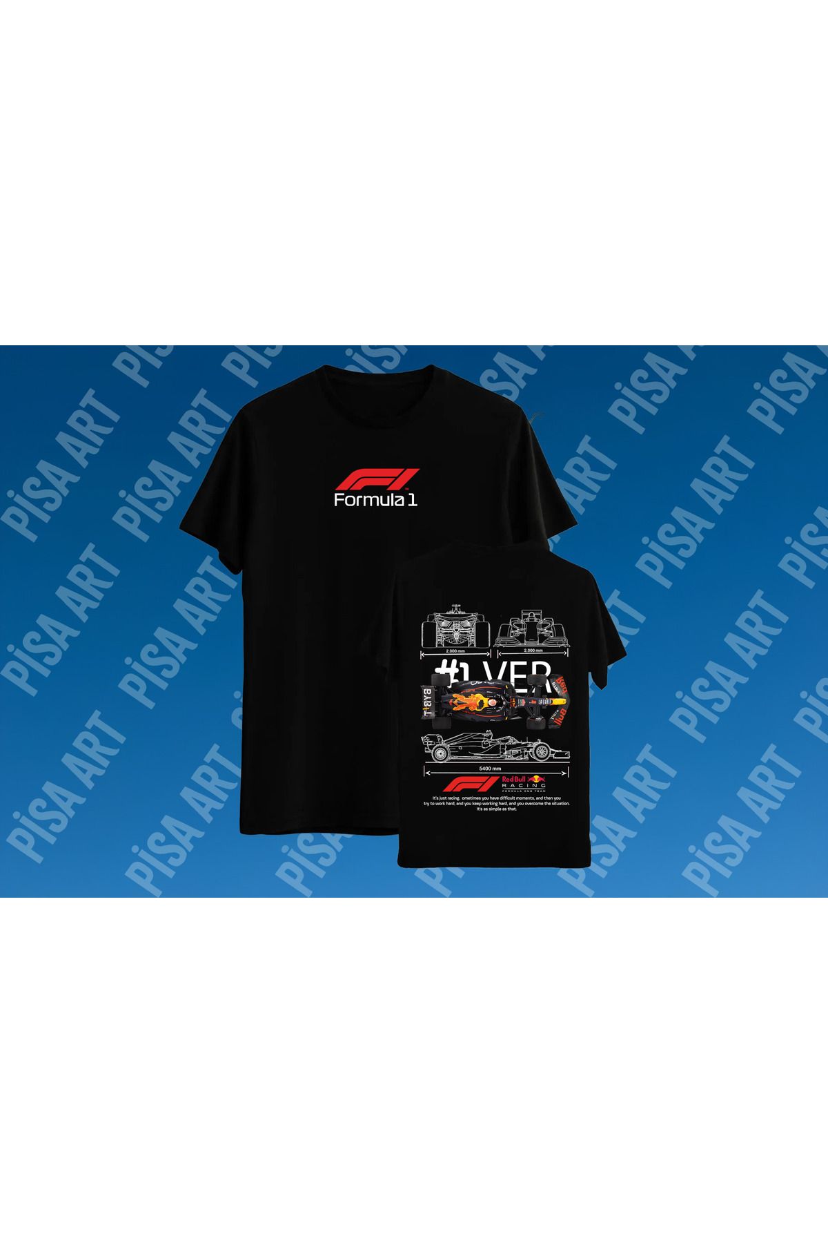 Pisa Art FORMULA ONE X MAX VER 1 ÖN ARKA ÖZEL TASARIM UNISEX T-SHIRT