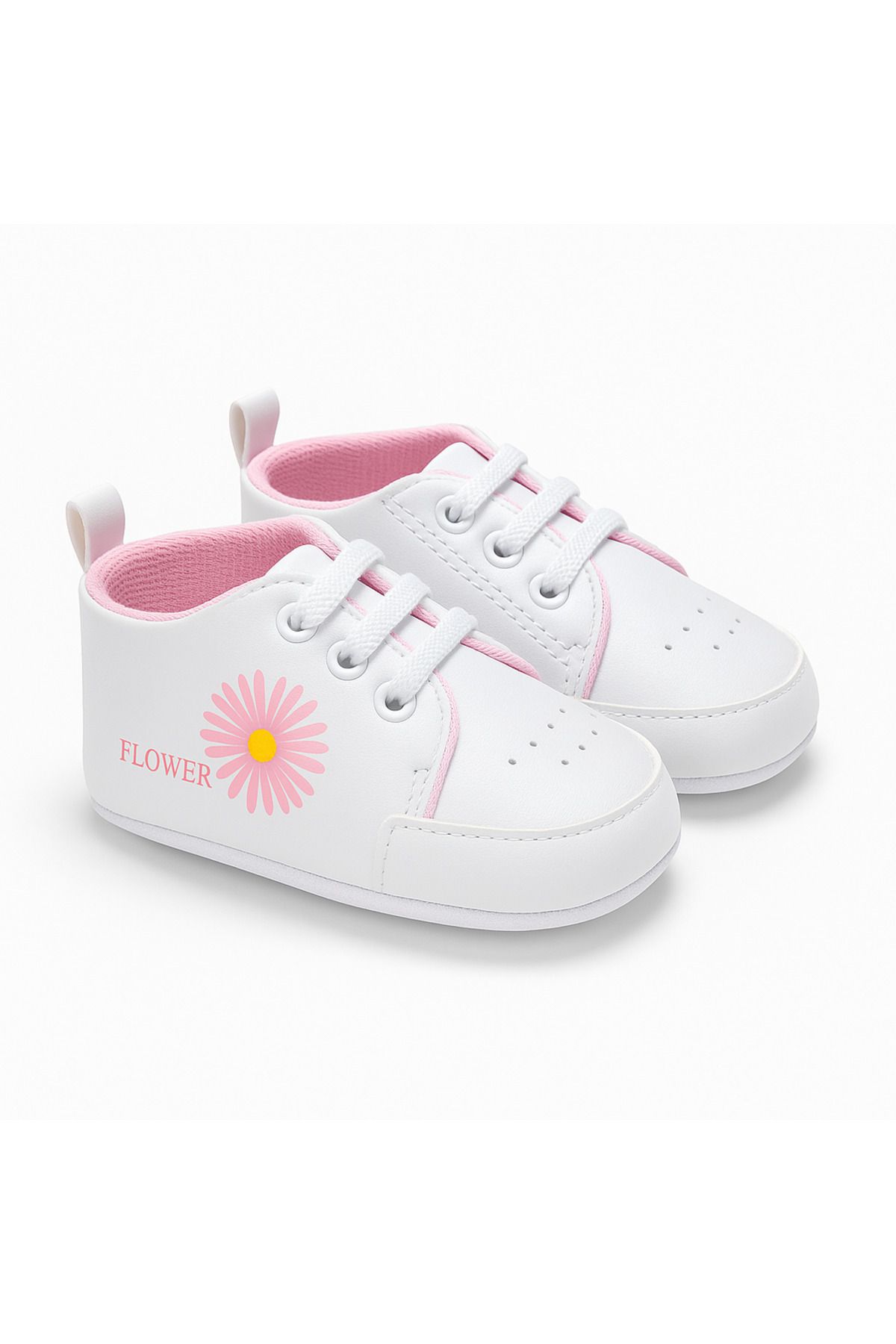 mia mia Flowers Yazılı Beyaz Bebek Patiği 18-19 numara