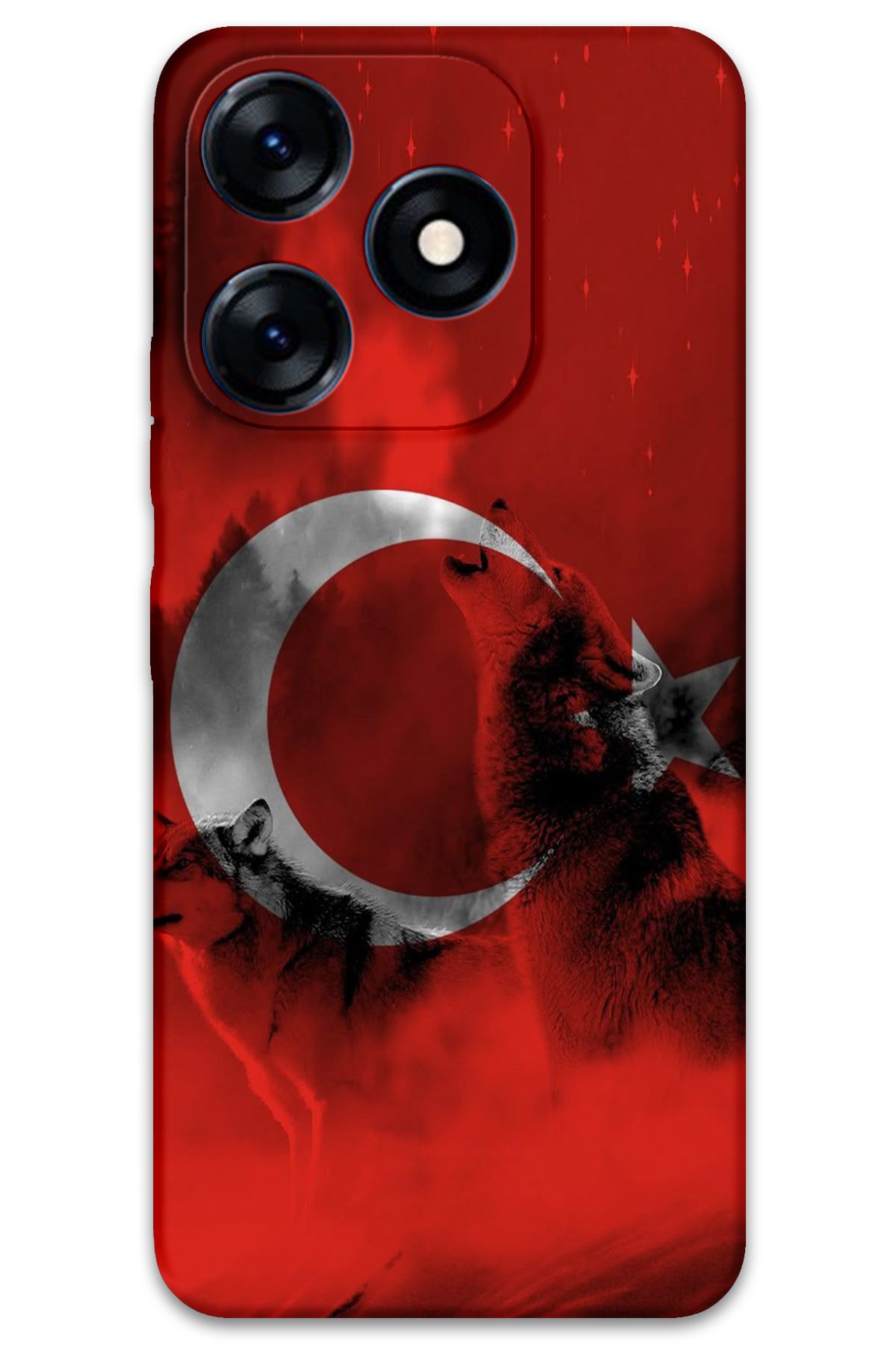 Gramaphone Tecno Spark 20c Uyumlu Türk Bayrağı Desenli Telefon Kılıfı + Ekran Koruyucu - 5854
