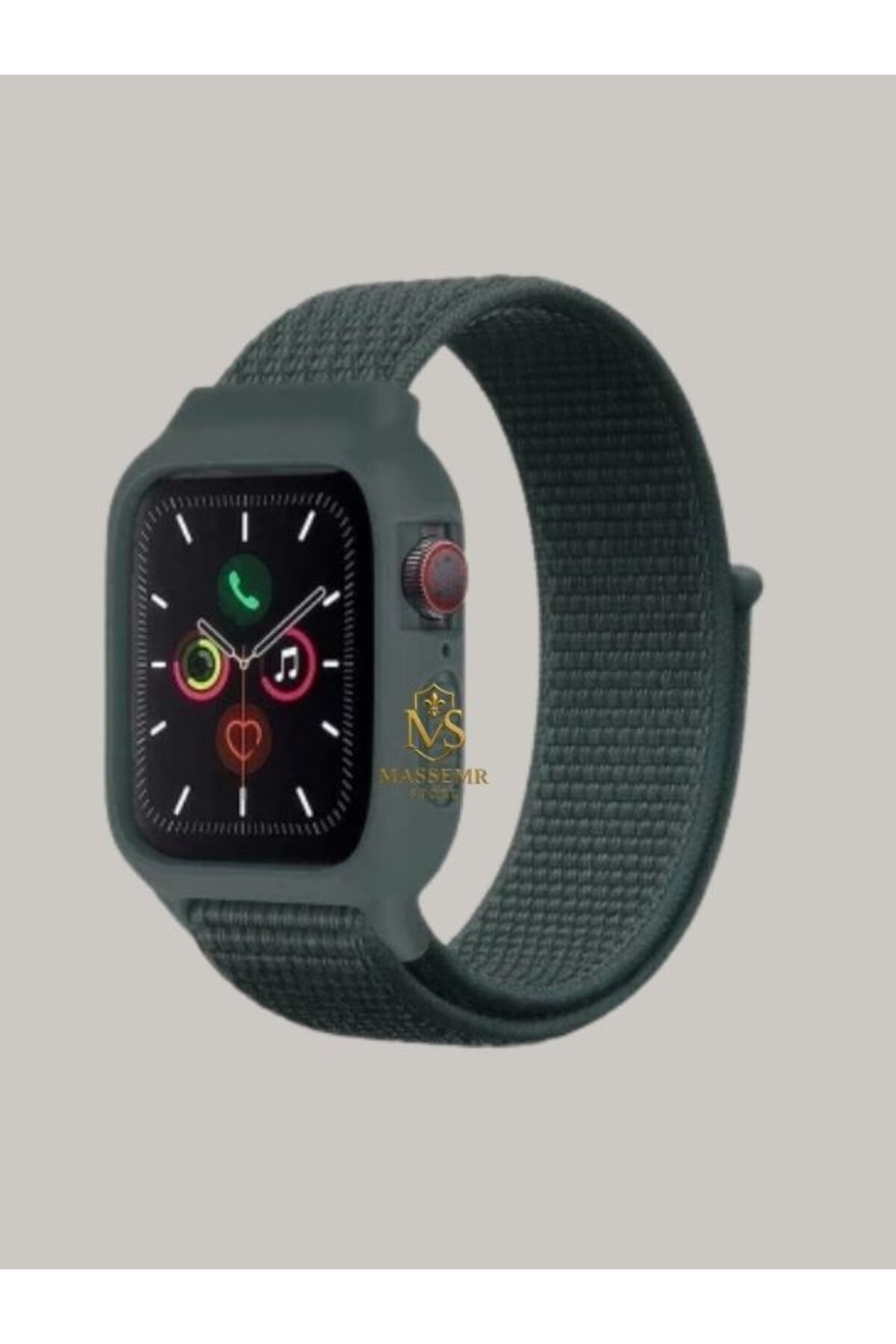 Massemr Apple Watch 40mm Uyumlu Hasırlı Cırtcırtlı Manyetik Kasalı Akıllı Saat Kordonu
