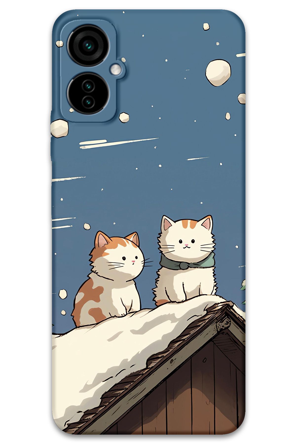 Gramaphone Tecno Camon 19 Neo Uyumlu Kedi Desenli Telefon Kılıfı + Ekran Koruyucu - 5780