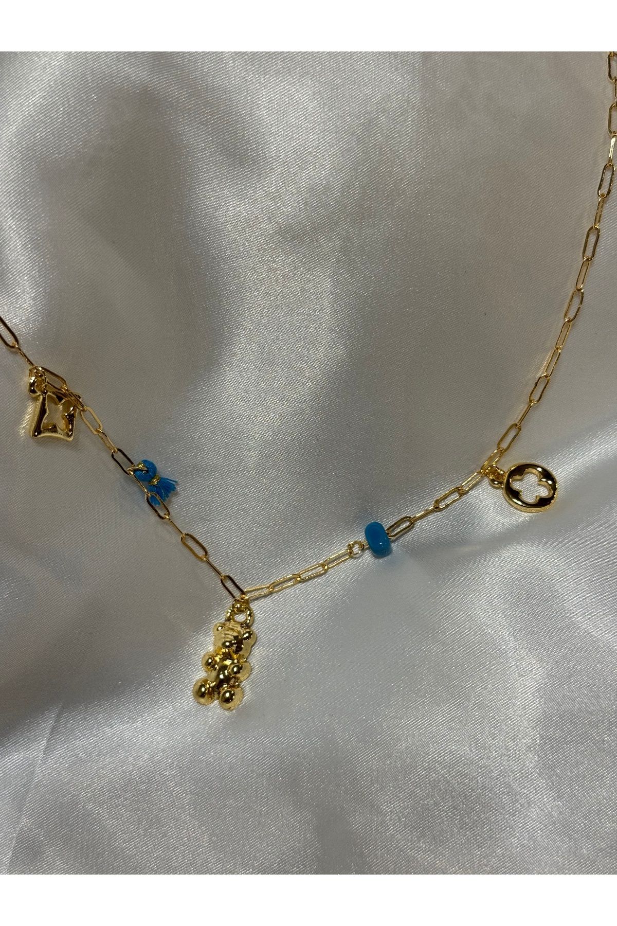 November Accessories Altın Kaplama Ayıcık Uçlu Charm Kolye
