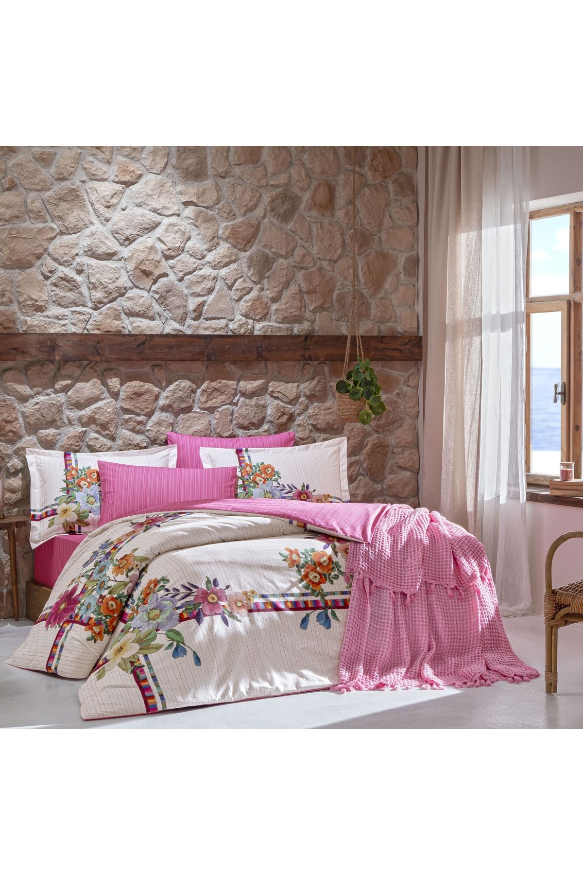 Taç Taç Butik Vıva Pamuk Çift Kişilik Nevresim Pembe
