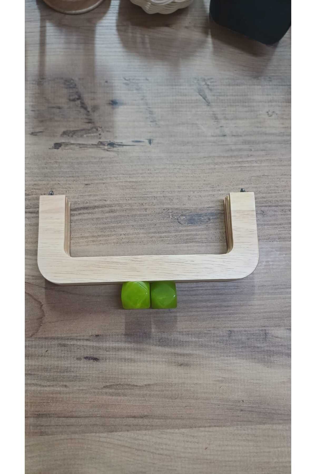 KAR KÜRESİ Çanta Aksesuar 20 Cm Açık Renk Oval Ahşap Burs Yeşil Renk Toplu