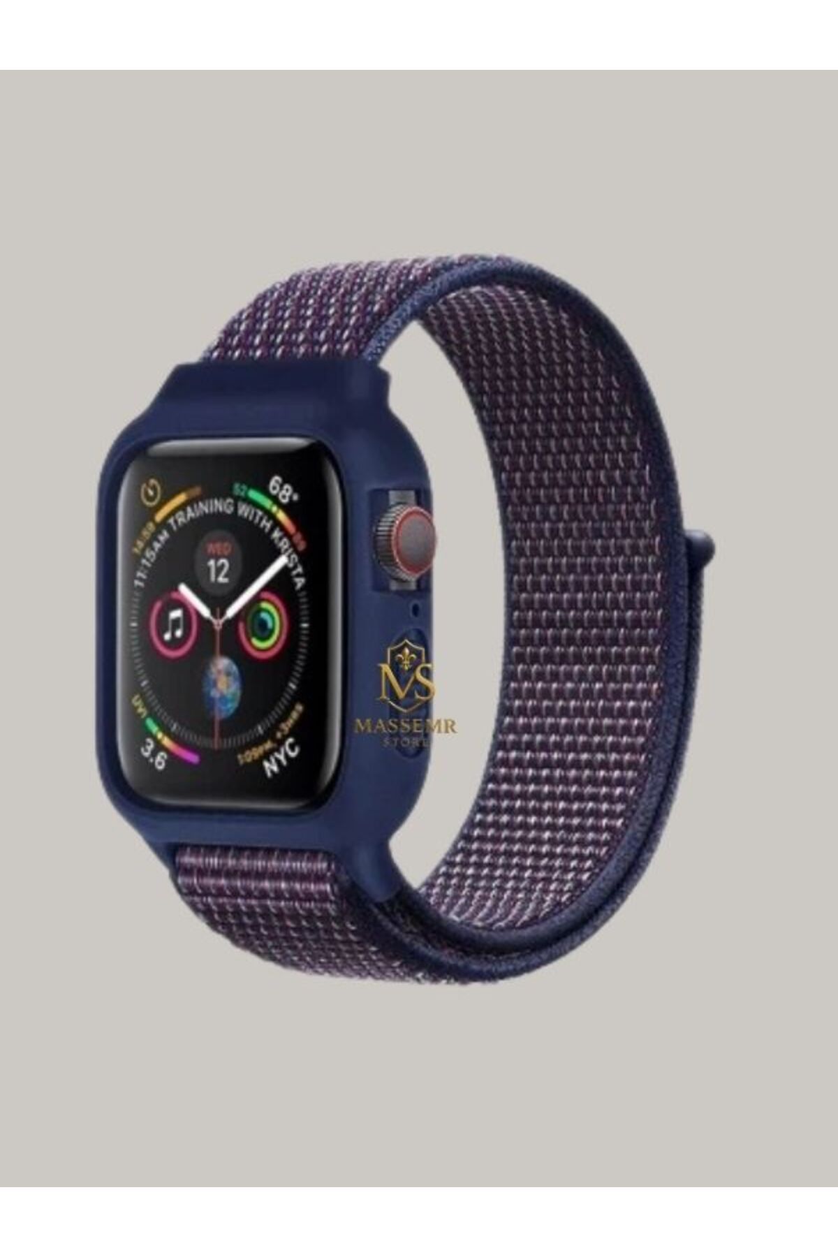 Massemr Apple Watch 40mm Uyumlu Hasırlı Cırtcırtlı Manyetik Kasalı Akıllı Saat Kordonu