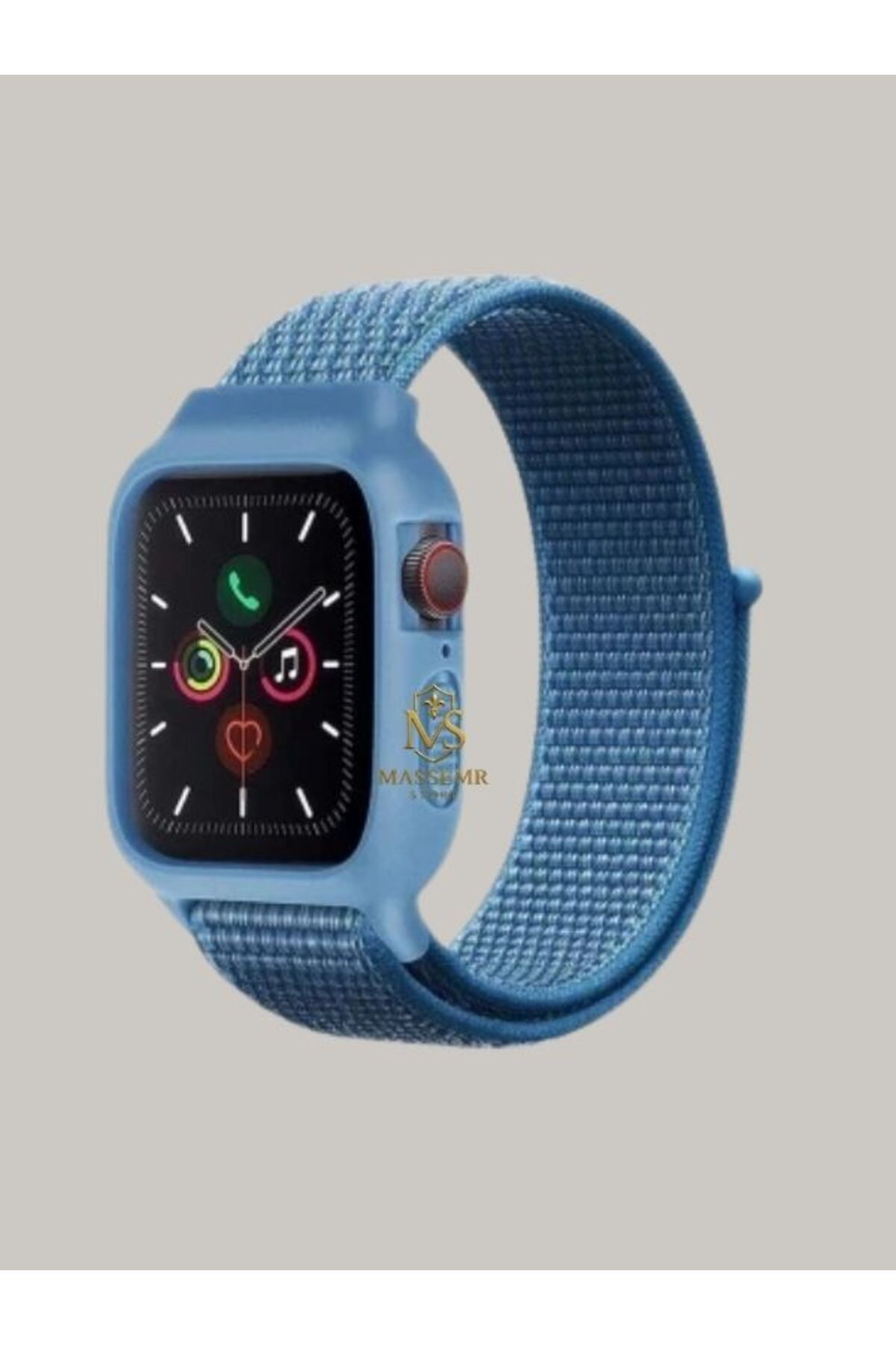 Massemr Apple Watch 40mm Uyumlu Hasırlı Cırtcırtlı Manyetik Kasalı Akıllı Saat Kordonu