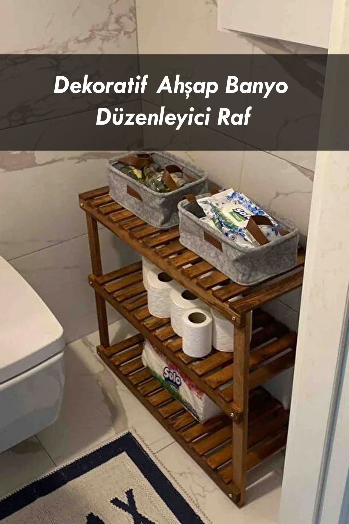 Moola Ahşap Banyo Düzenleyici Raf , 3 Katlı Ahşap Çok Amaçlı Organizer
