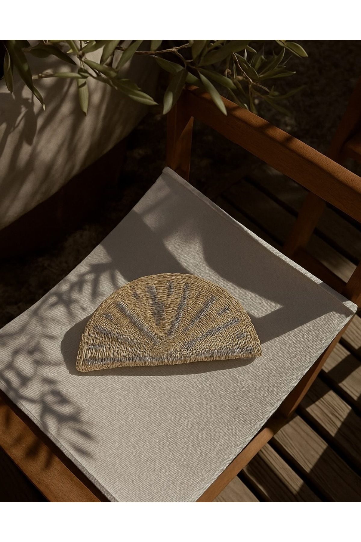 Nily Home Hasır Clutch El Çantası Bej - Silver