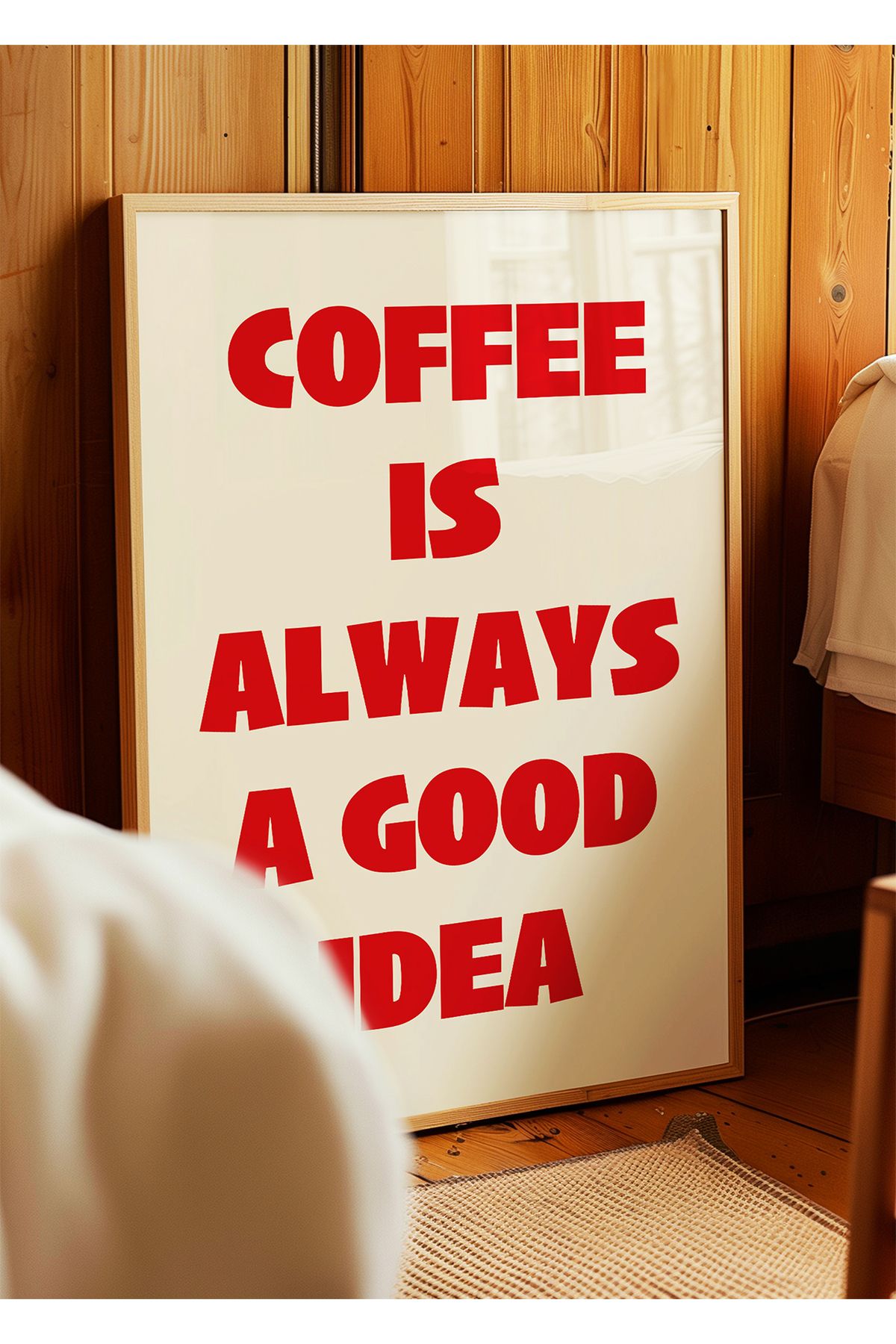 ARTHOUSECOLLECTIVE Coffee is always a good idea Poster – Kırmızı - Modern Tipografi Kahve Posteri - Çerçevesiz Poster