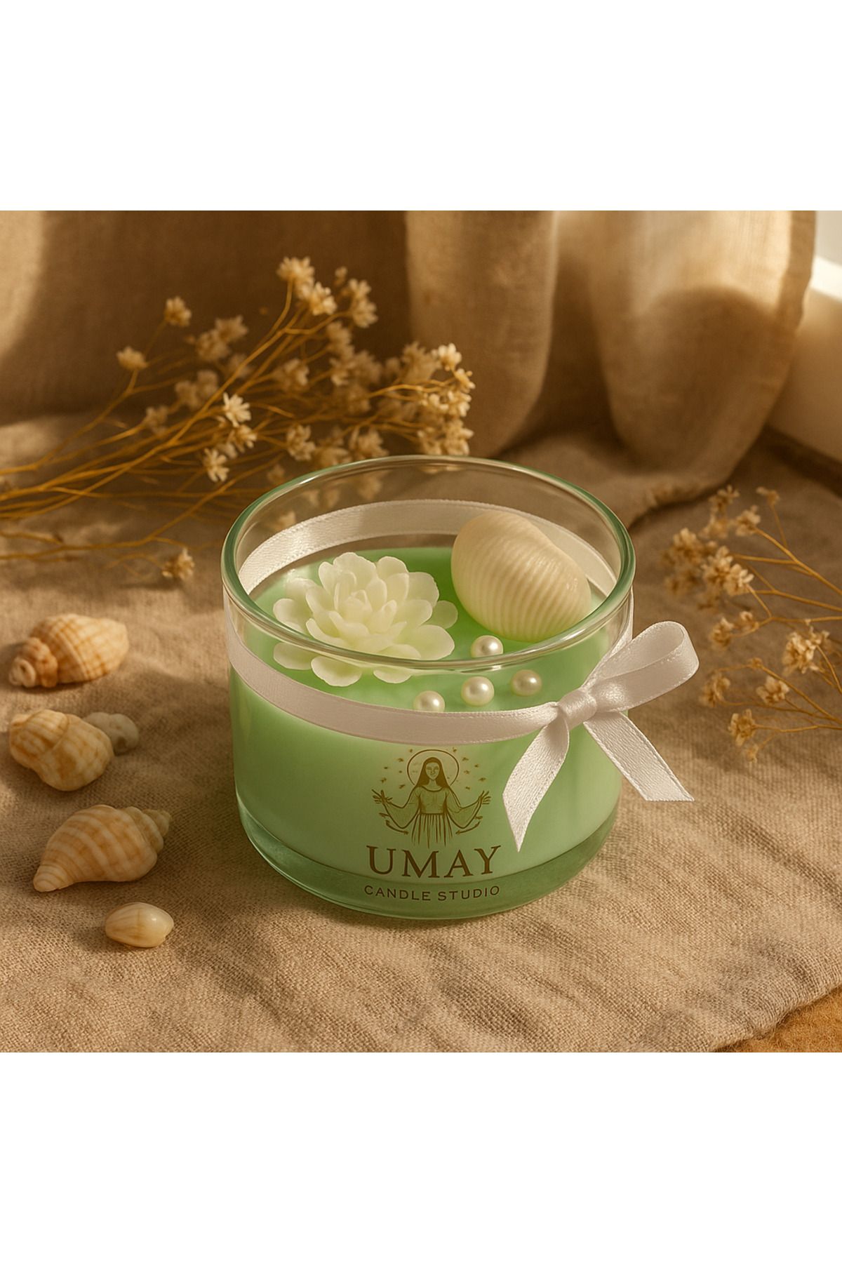Handmade İncili ,Vanilya Kokulu Lotus