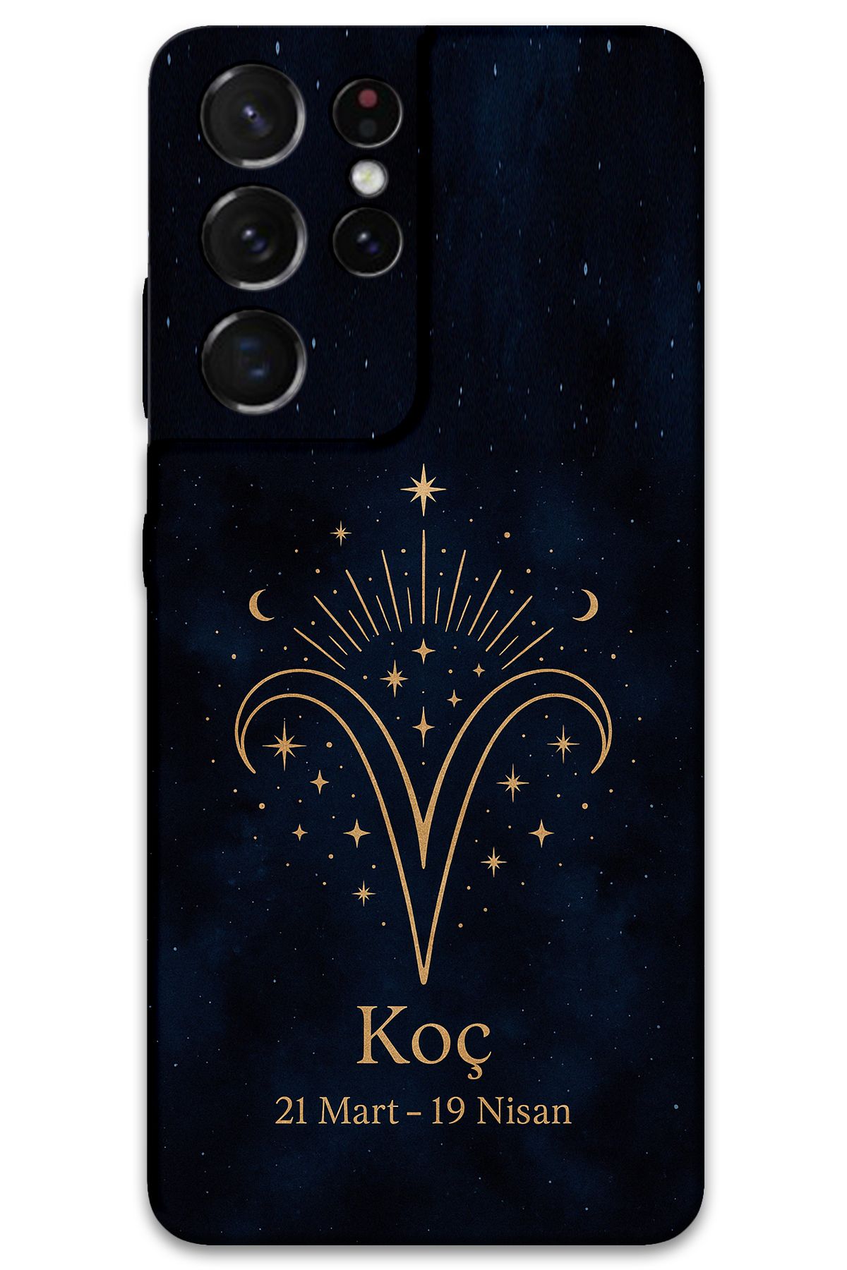 Gramaphone Galaxy S21 Ultra Uyumlu Koç Burcu Desenli Telefon Kılıfı + Ekran Koruyucu - 5768