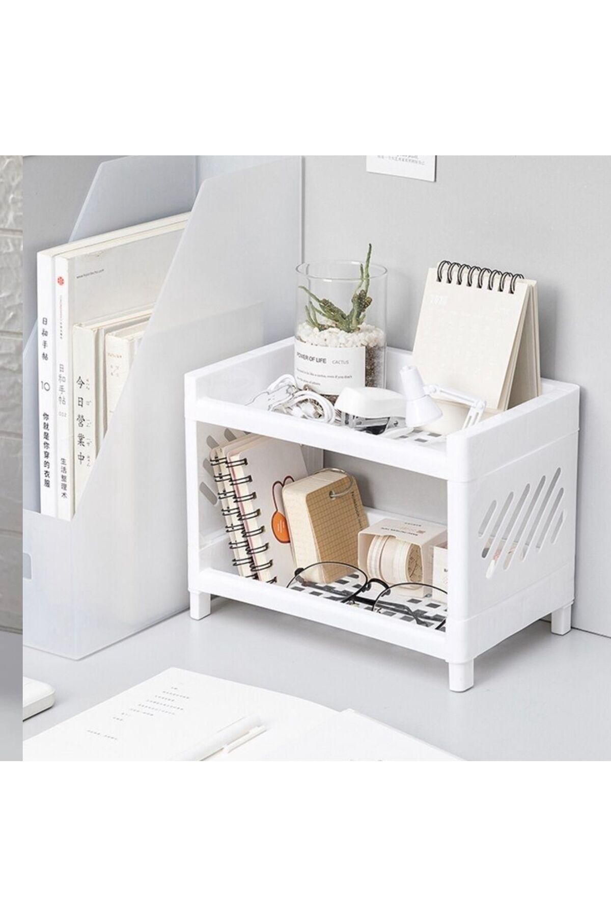 Noblo Home 2 Katlı Masa Üstü Ofis ve Çocuk Odaları İçin Düzenleyici Raf