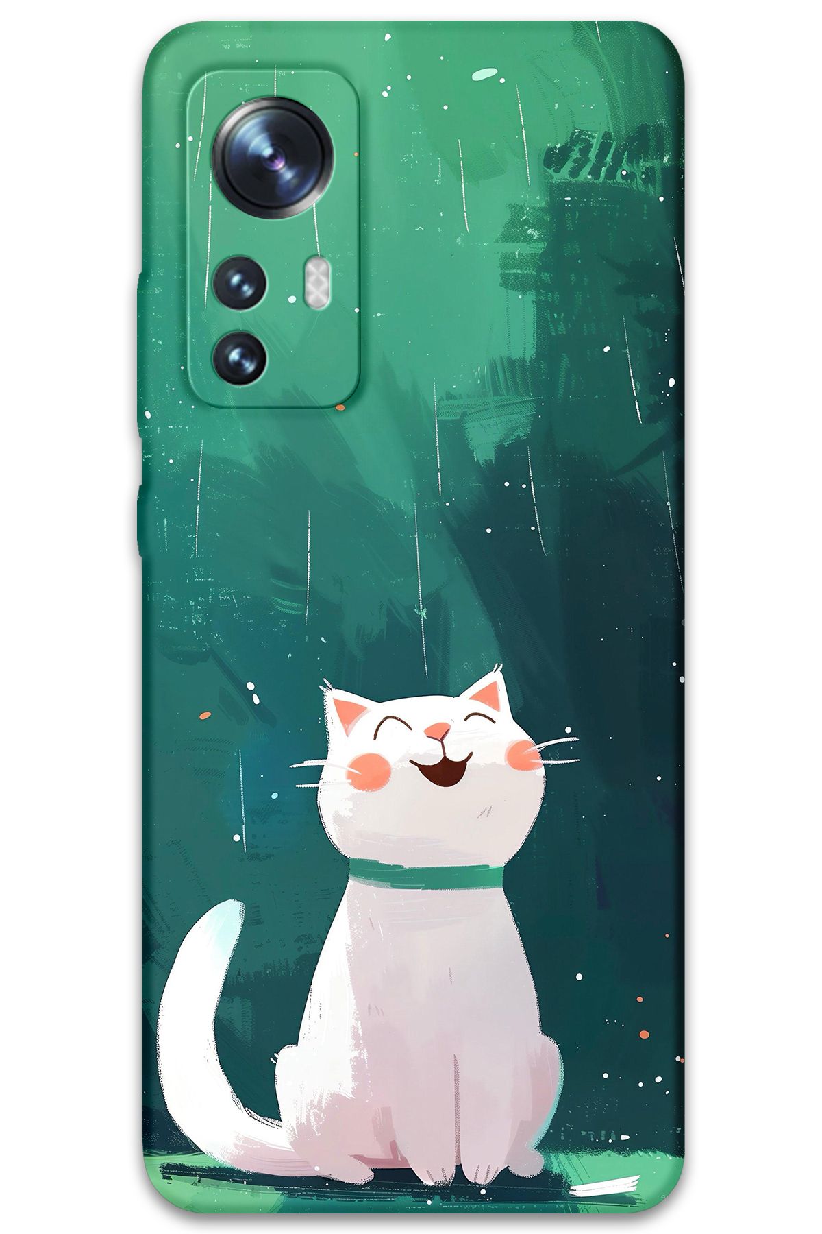 Gramaphone Xiaomi Mi 12 Uyumlu Kedi Desenli Telefon Kılıfı + Ekran Koruyucu - 5781