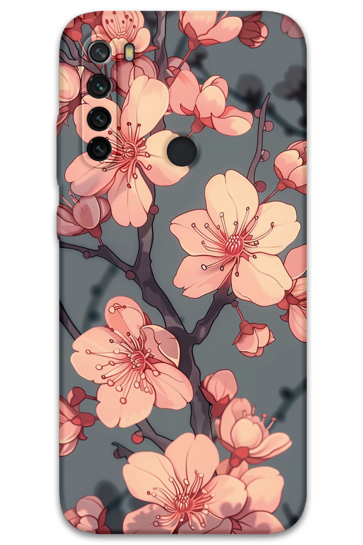 Gramaphone Xiaomi Redmi Note 8 Uyumlu Çiçek Desenli Telefon Kılıfı + Ekran Koruyucu - 5801