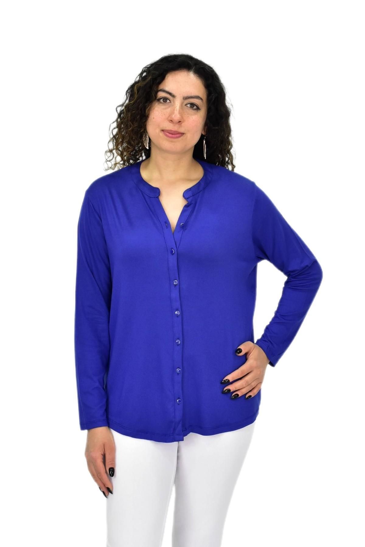 wearon tekstil Kadın Uzun Kol Düğmeli Bluz BGL-ST04680