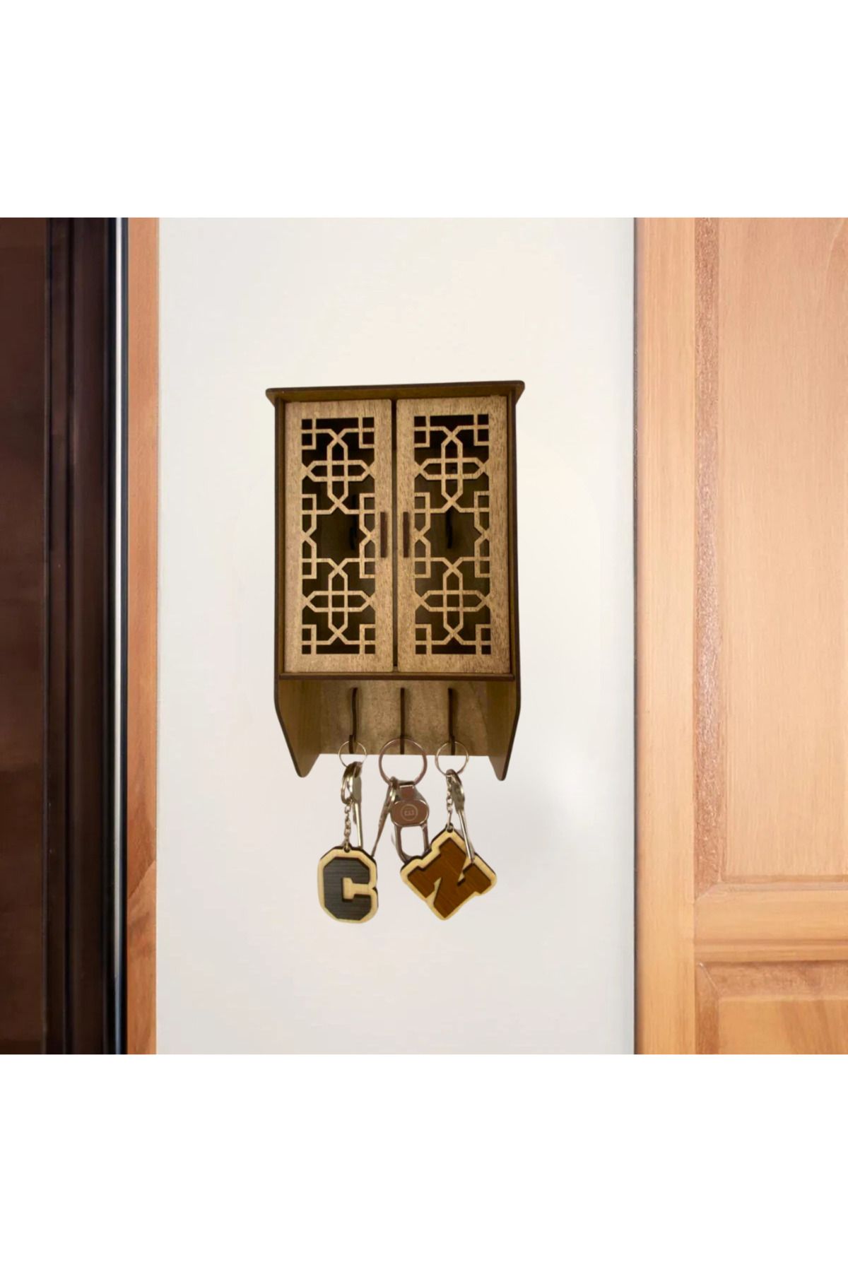 WoodenZoo Ahşap Kutu Anahtar Askılığı, Kapı Önü Anahtar Askısı, Duvara Monte, Dekoratif Anahtar Askılığı