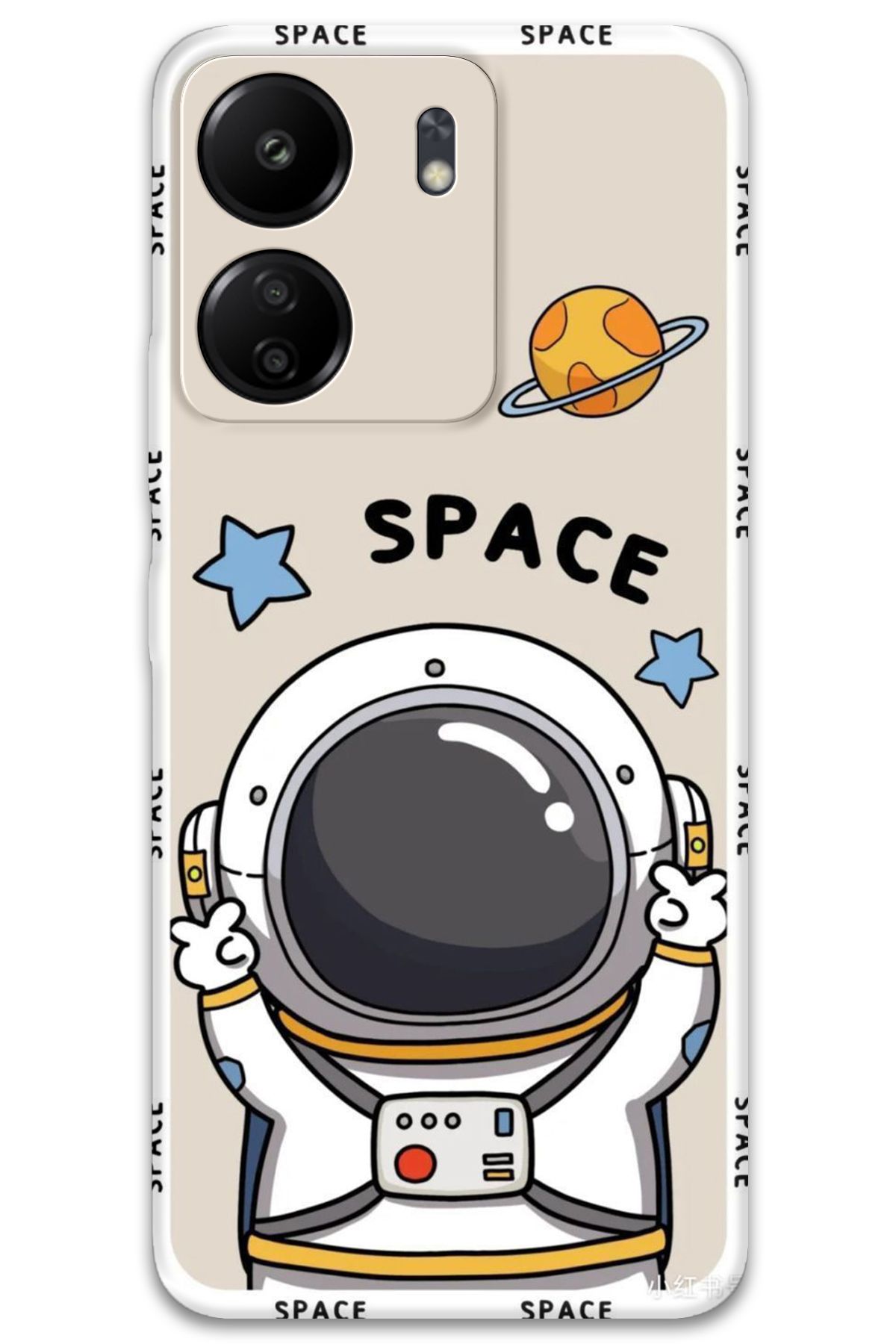 Gramaphone Xiaomi Redmi 13c Uyumlu Astronot Desenli Telefon Kılıfı + Ekran Koruyucu - 5865