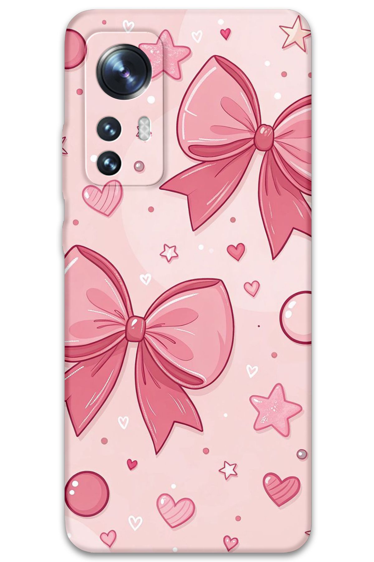 Gramaphone Xiaomi Mi 12 Uyumlu Kurdele Desenli Telefon Kılıfı + Ekran Koruyucu - 5803