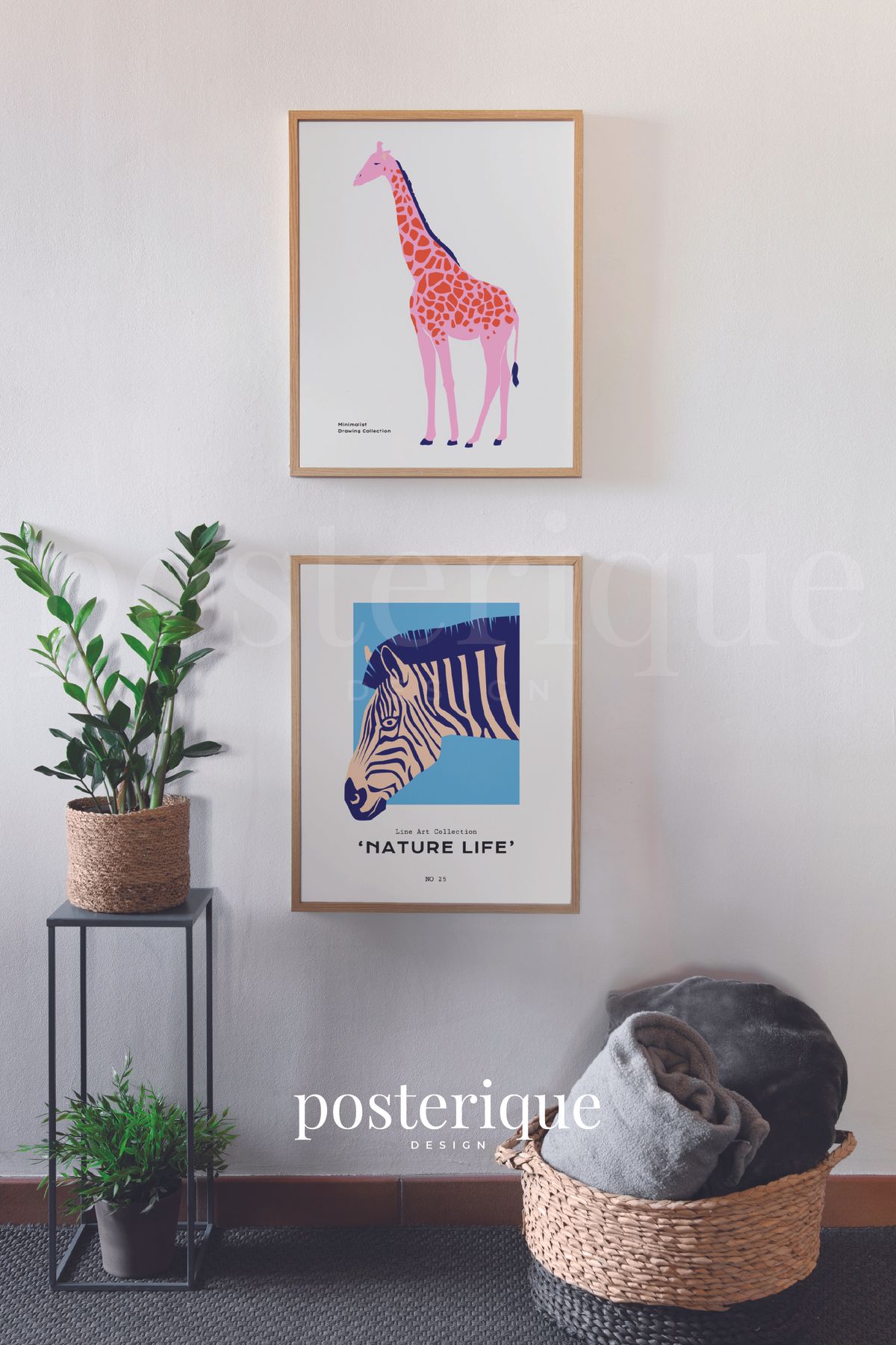 posterique Boheme Animal 2li Çerçevesiz Tablo Çerçevesiz Poster Modern Poster Dekoratif Poster