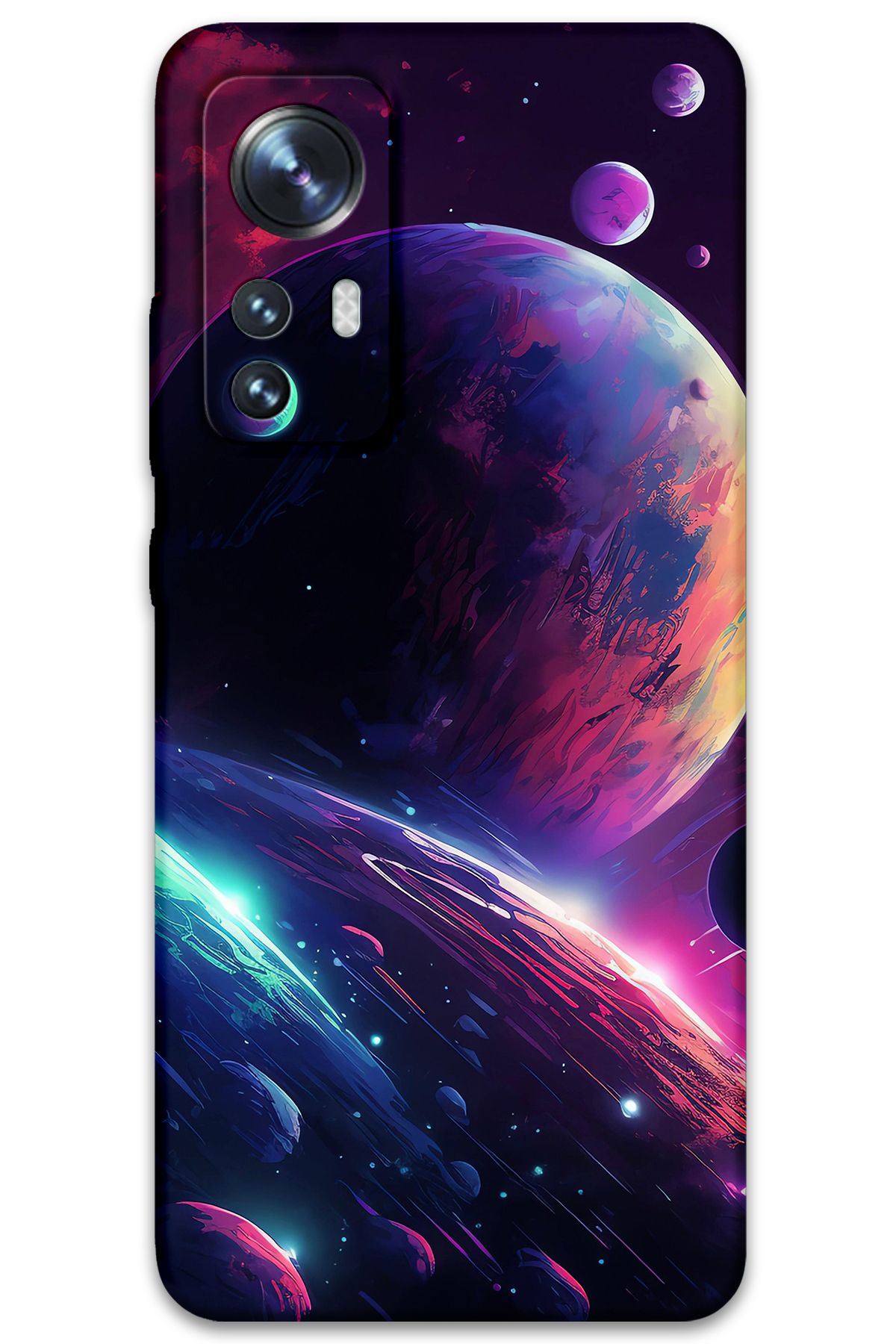 Gramaphone Xiaomi Mi 12 Pro Uyumlu Uzay Desenli Telefon Kılıfı + Ekran Koruyucu - 5862