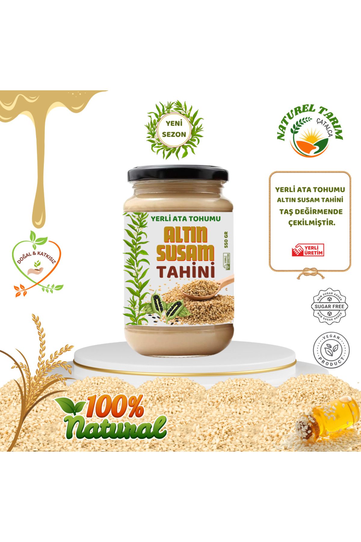 NATUREL ALTIN SUSAM TAHİNİ ( YERLİ ALTIN SUSAM ATA TOMUMU )